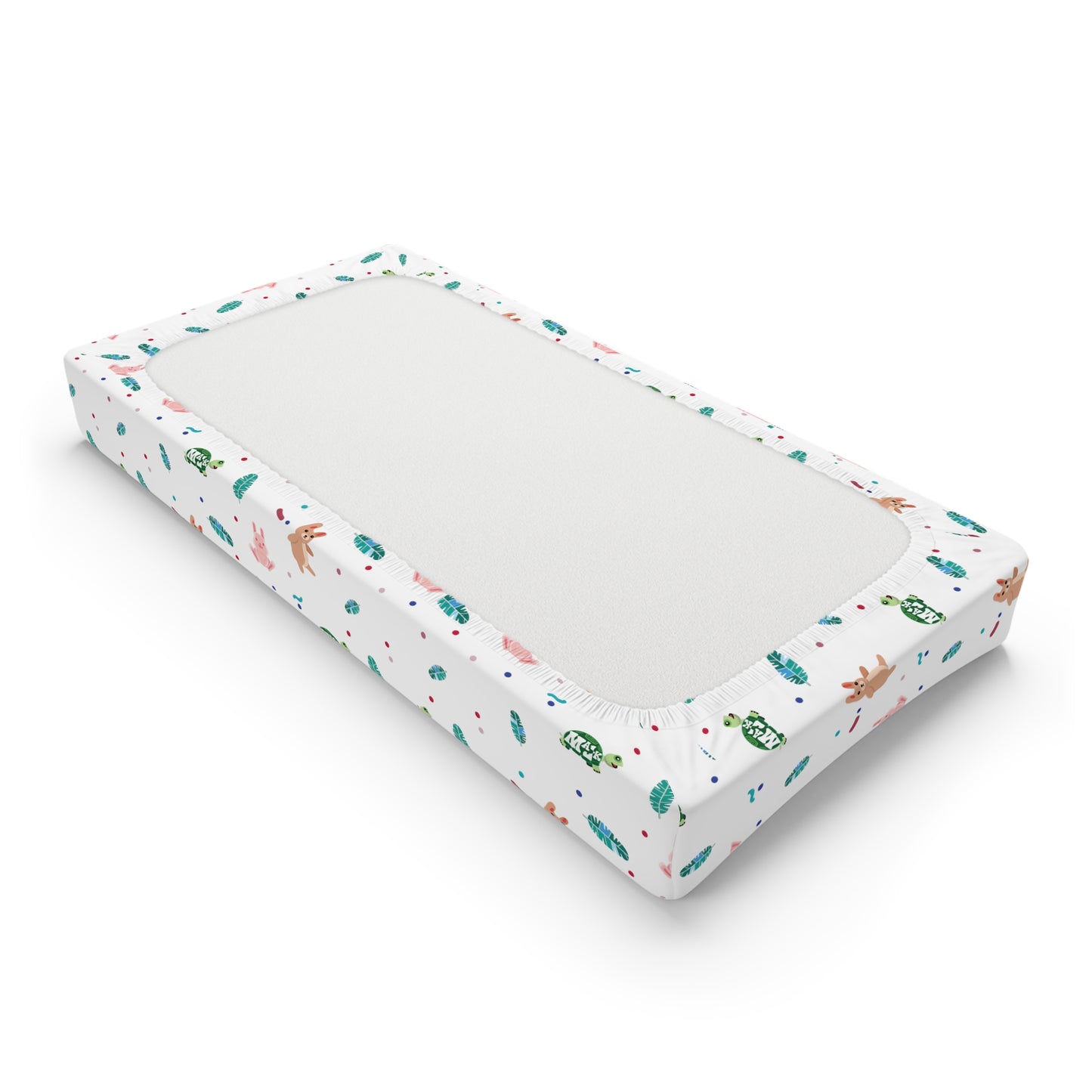 Baby Changing Pad Cover "Snuggle Bus Collection"- Animals (White)