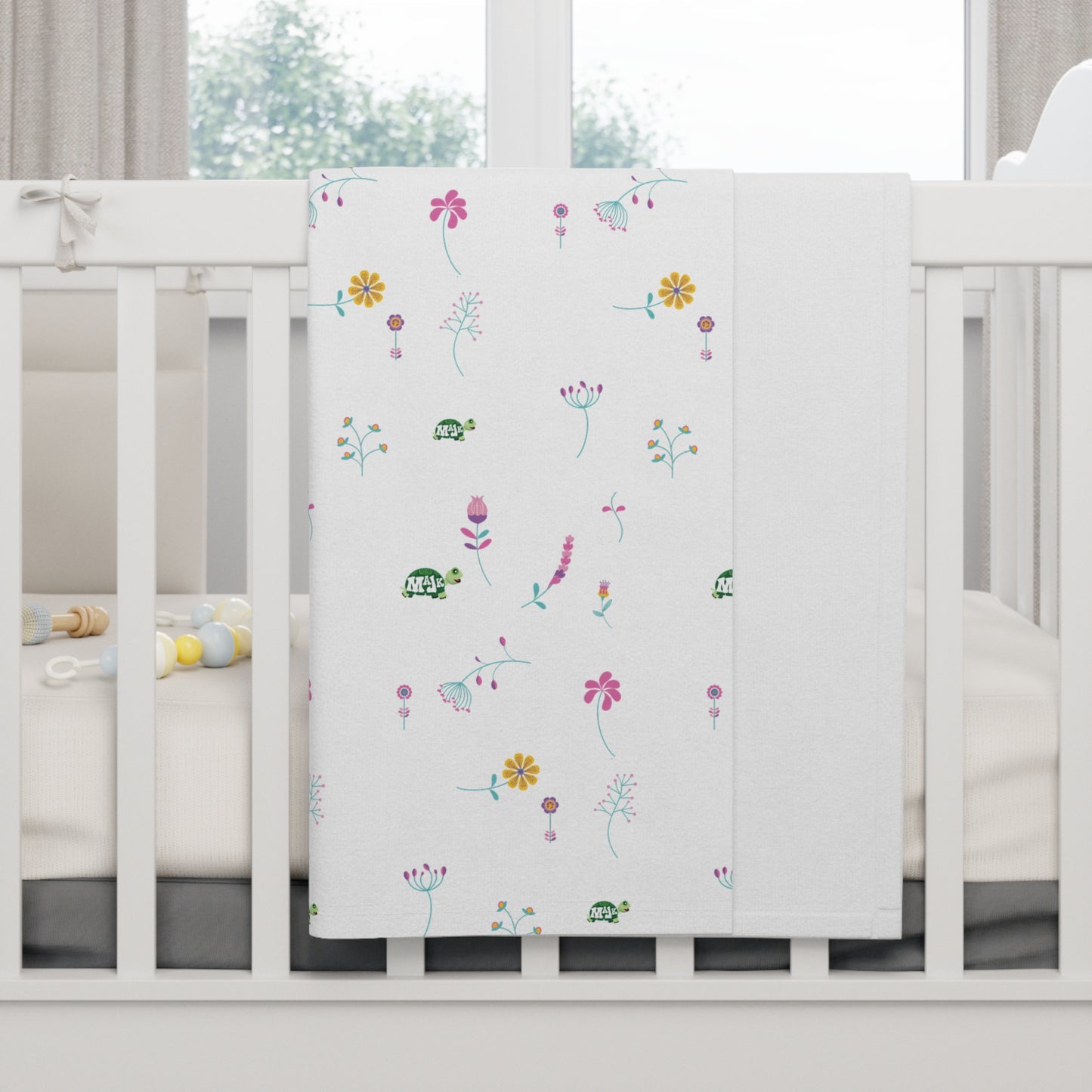 Soft Fleece Baby Blanket "Baby in Bloom"