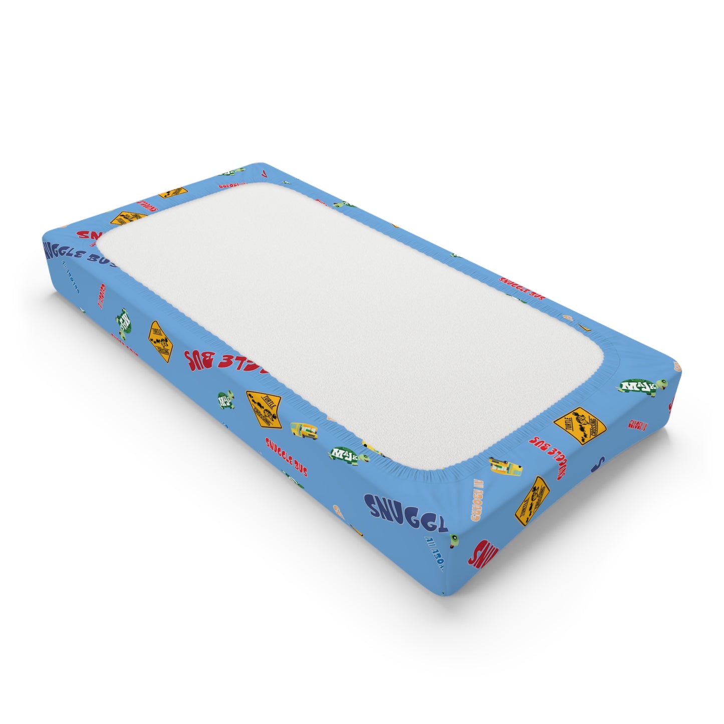 Baby Changing Pad Cover- Snuggle Bus Collection Signs (Lt. Blue)