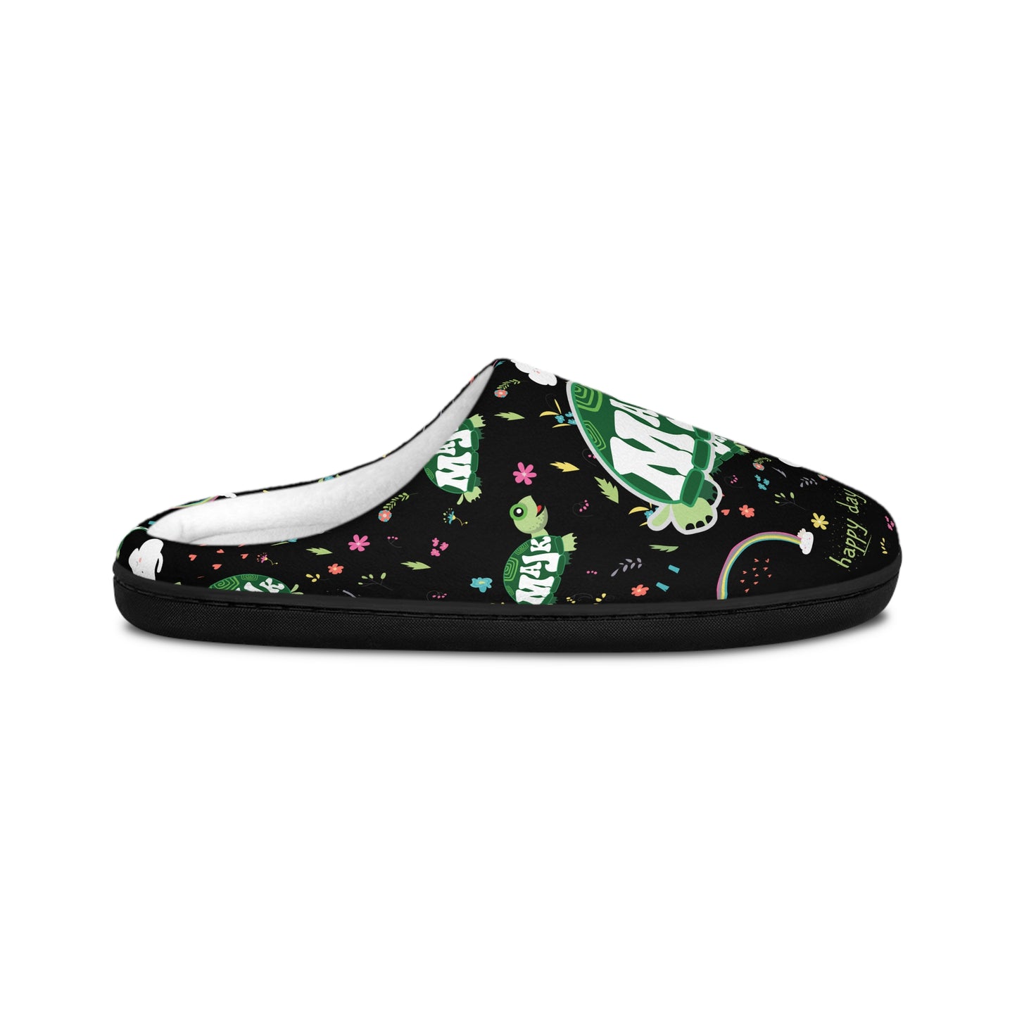 Men's Indoor Slippers, Happy Days Collection (Black)