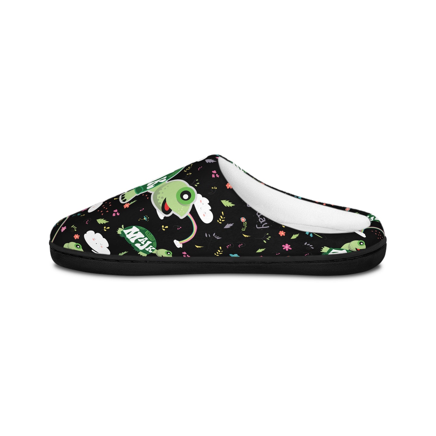 Men's Indoor Slippers, Happy Days Collection (Black)