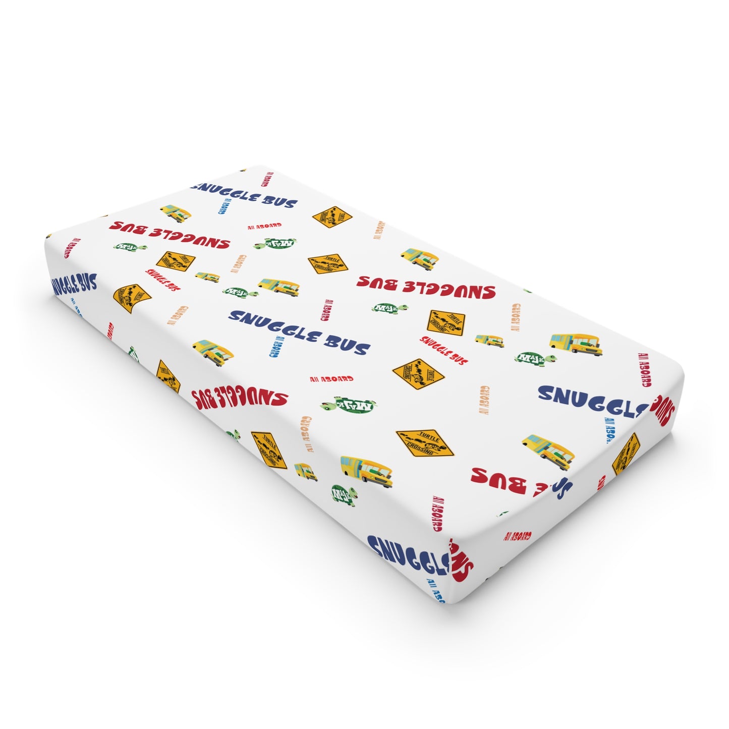 Baby Changing Pad Cover "Snuggle Bus" Collection -Signs (White)