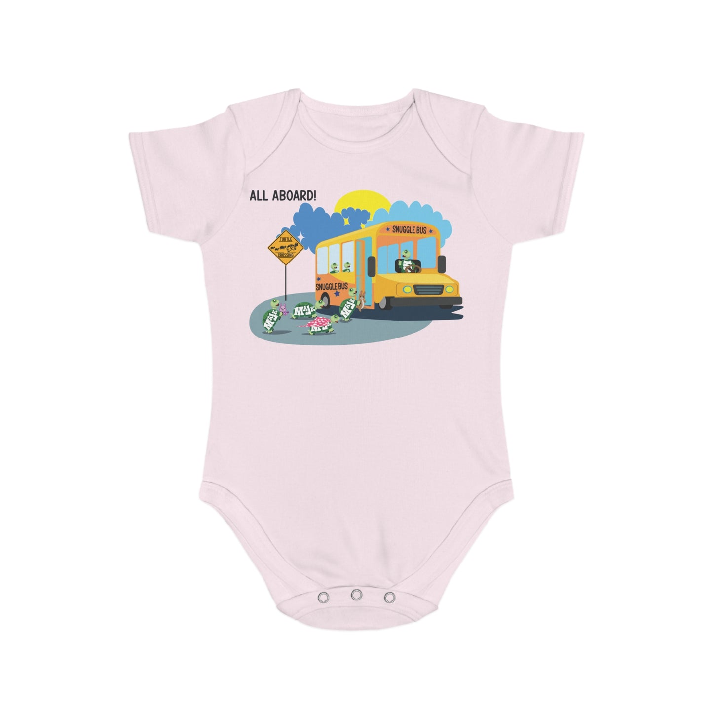 Short Sleeve Baby Bodysuit "Snuggle Bus" Collection (100% Cotton)