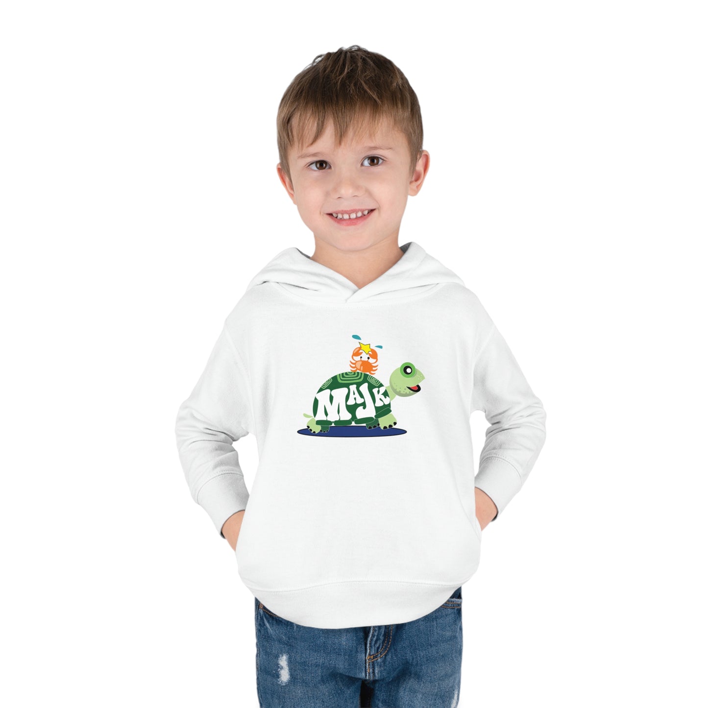Toddler Pullover, Fleece Hoodie "Besties" (Aqua Logo on back)