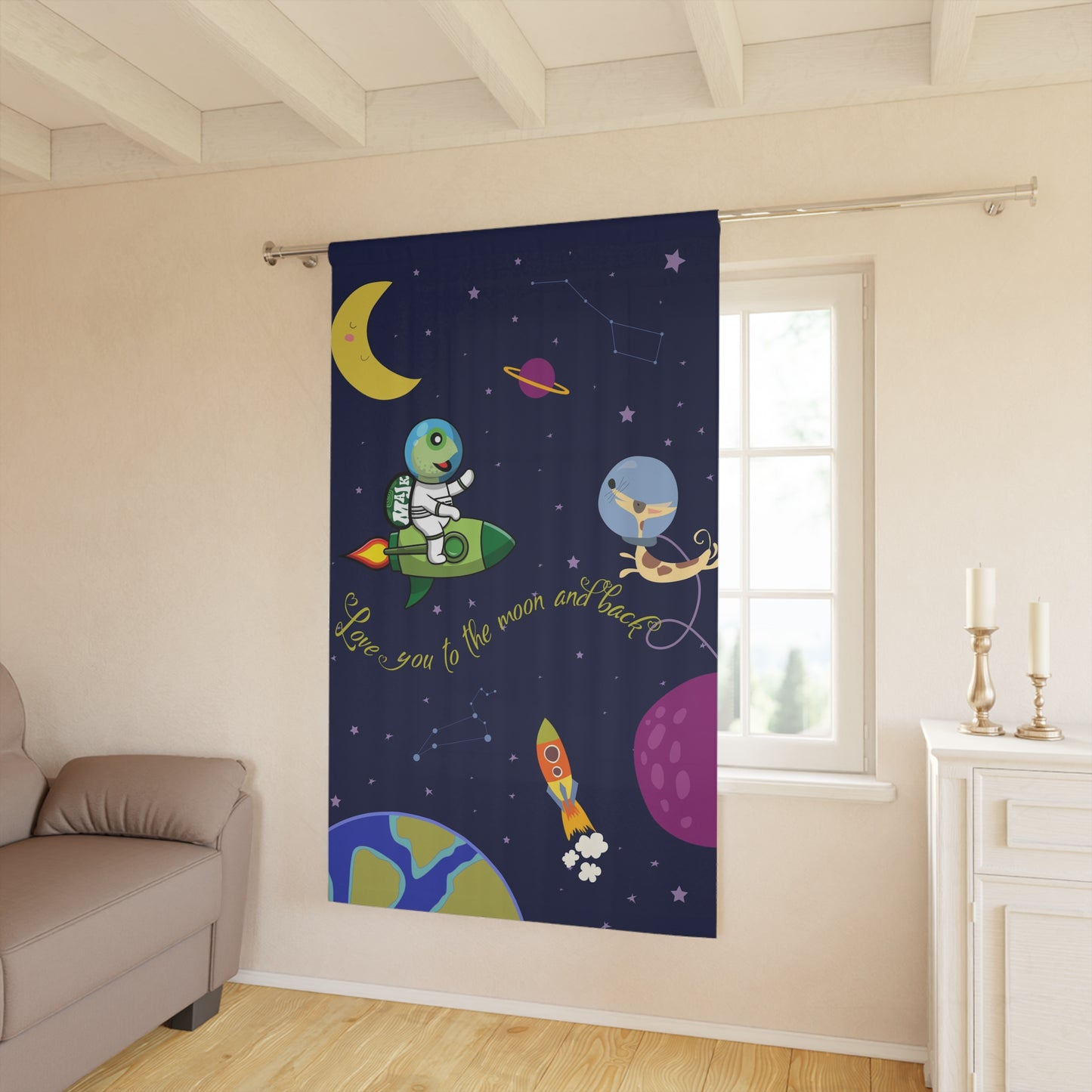 Window Curtains "Love You to the Moon and Back"