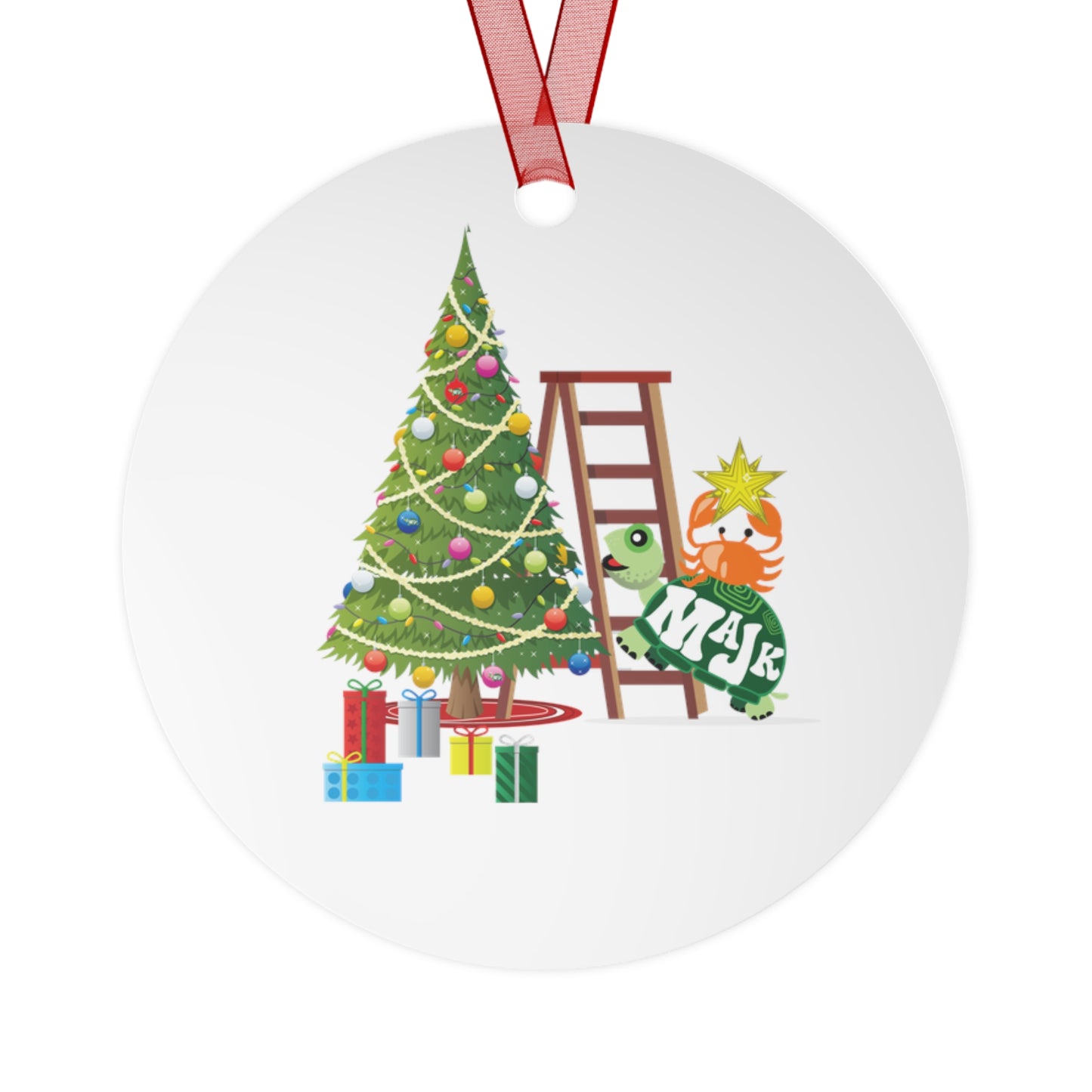 Christmas Ornament Metal "Merry and Bright"