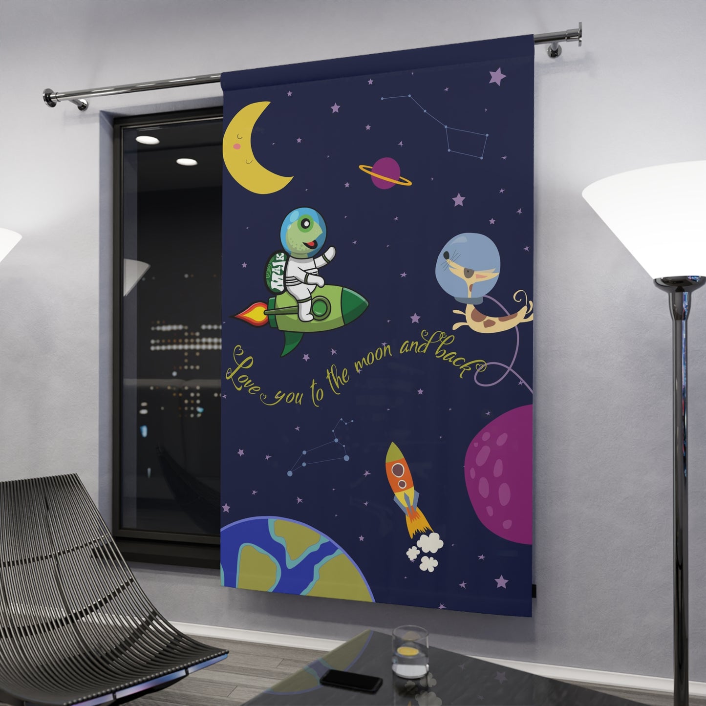 Window Curtains "Love You to the Moon and Back"