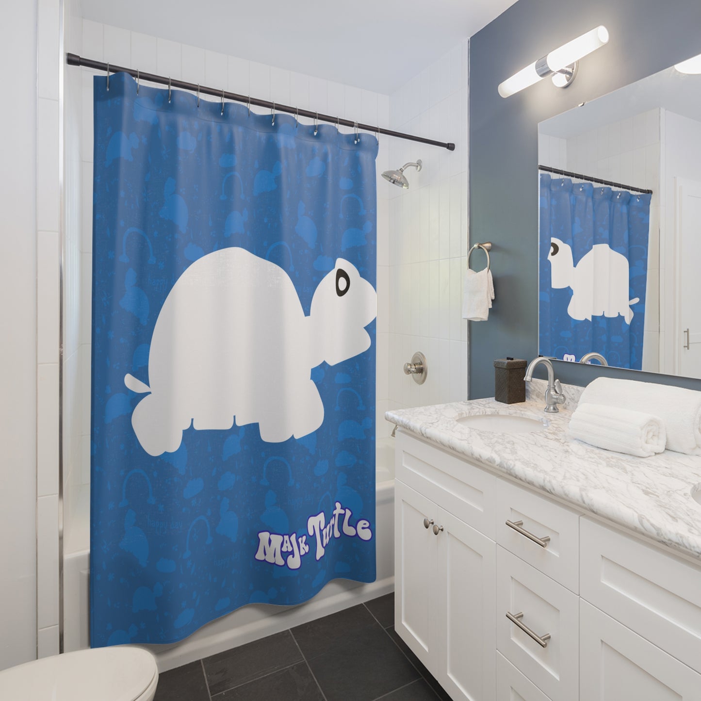Shower Curtain- "MaJk's Shadow" (Blue/White)