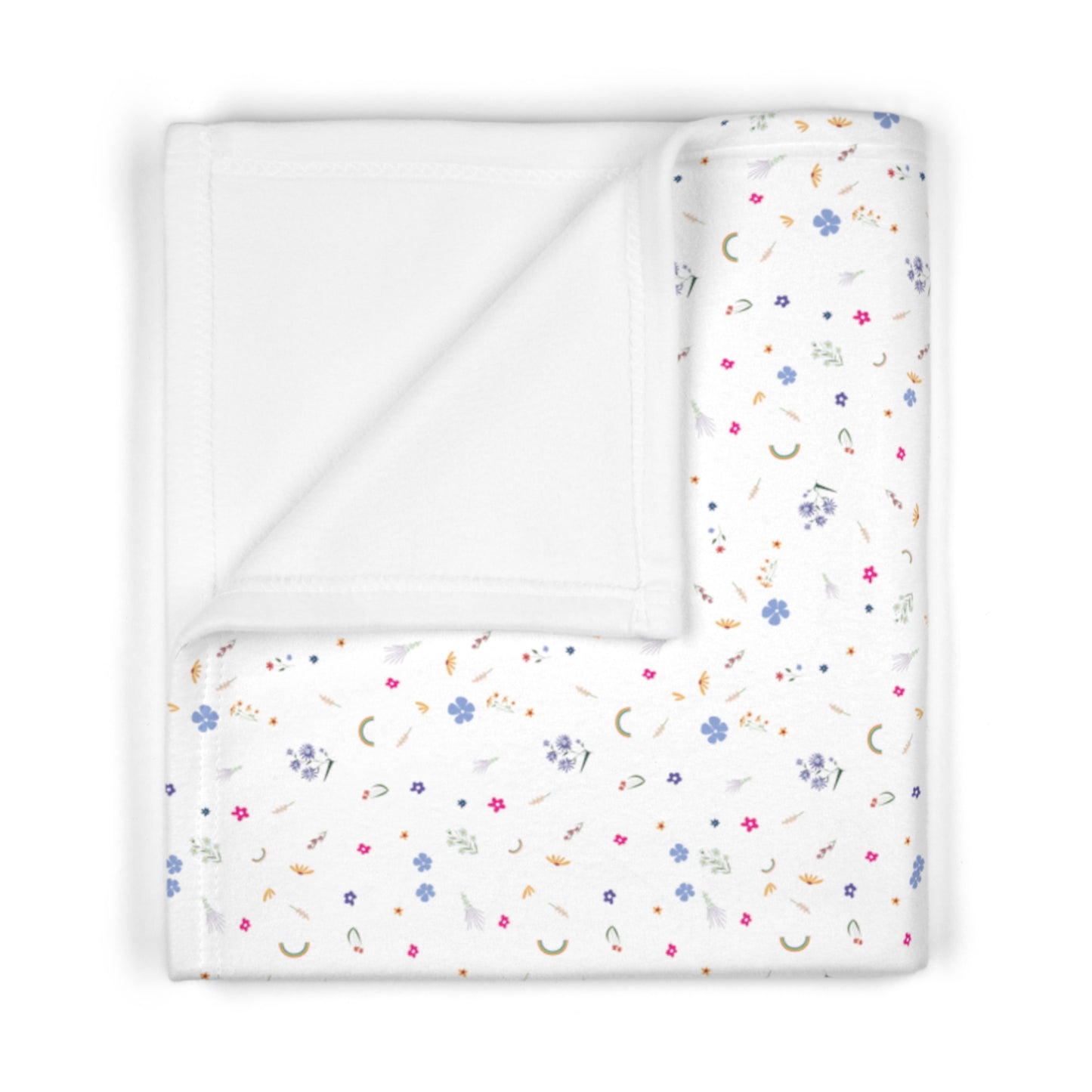 Infant Soft Fleece Baby Blanket -Turtles Fly Over the Rainbow Collection / Flower pattern