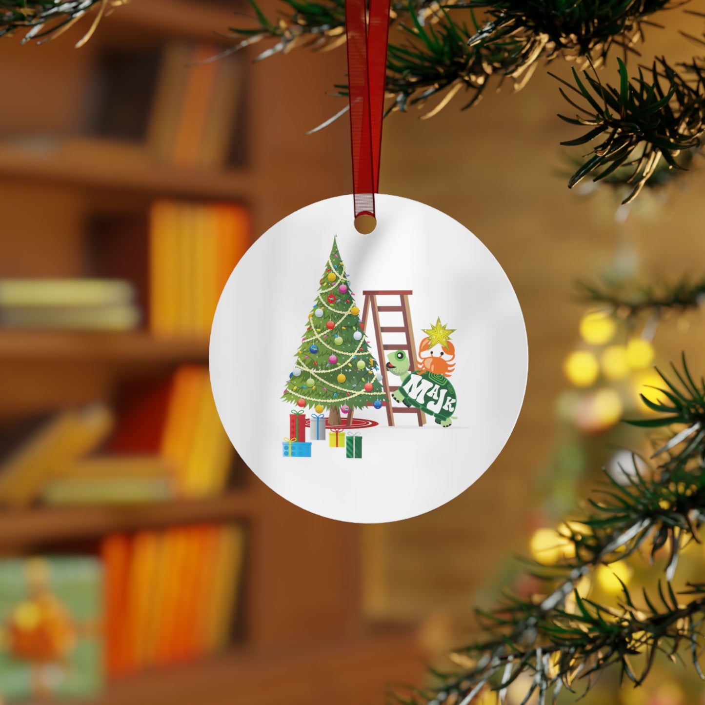 Christmas Ornament Metal "Merry and Bright"