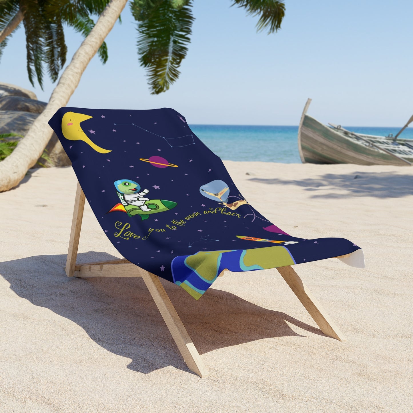 30in x 60in Kids Beach Towel "Love You to The Moon and Back"
