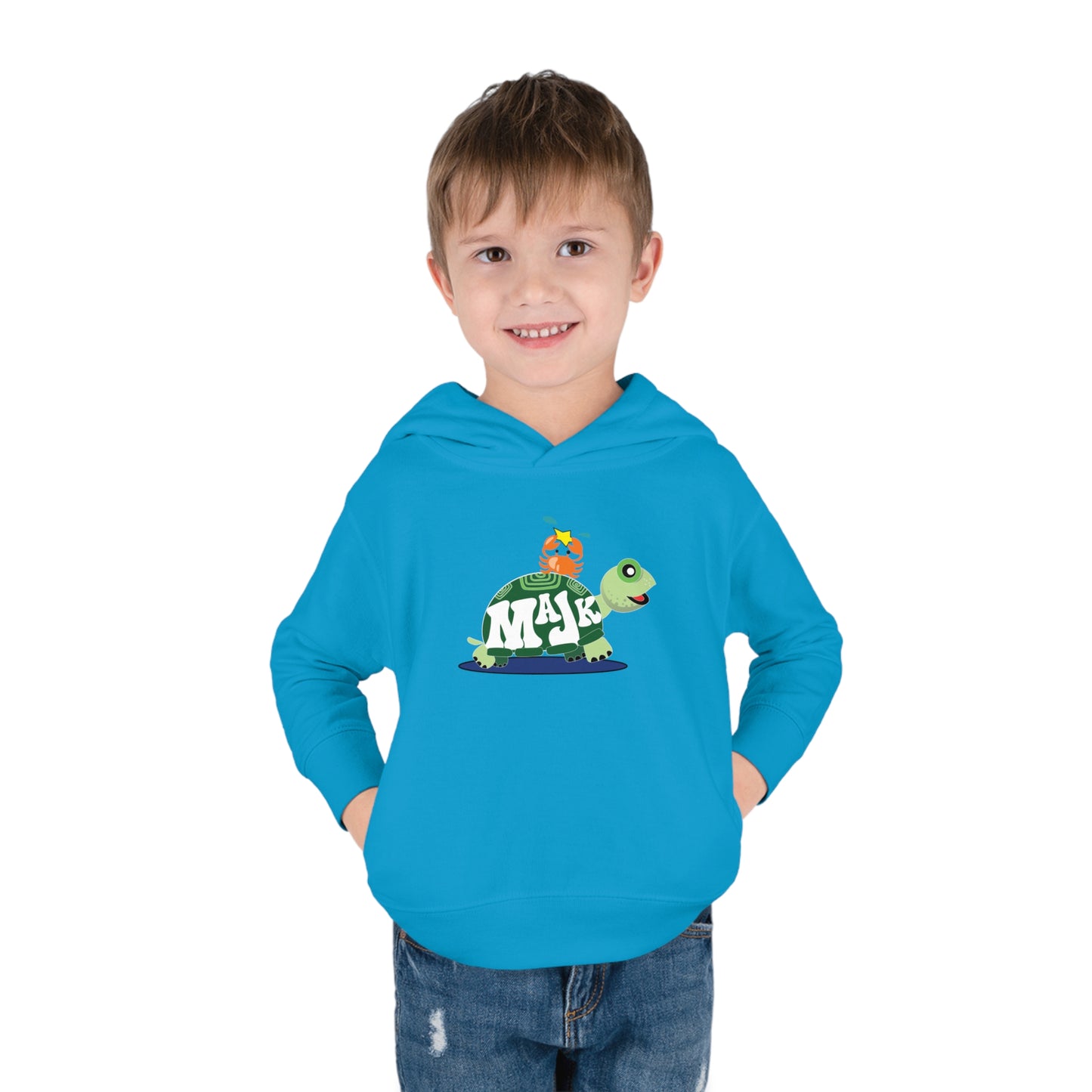 Toddler Pullover, Fleece Hoodie "Besties" (Aqua Logo on back)