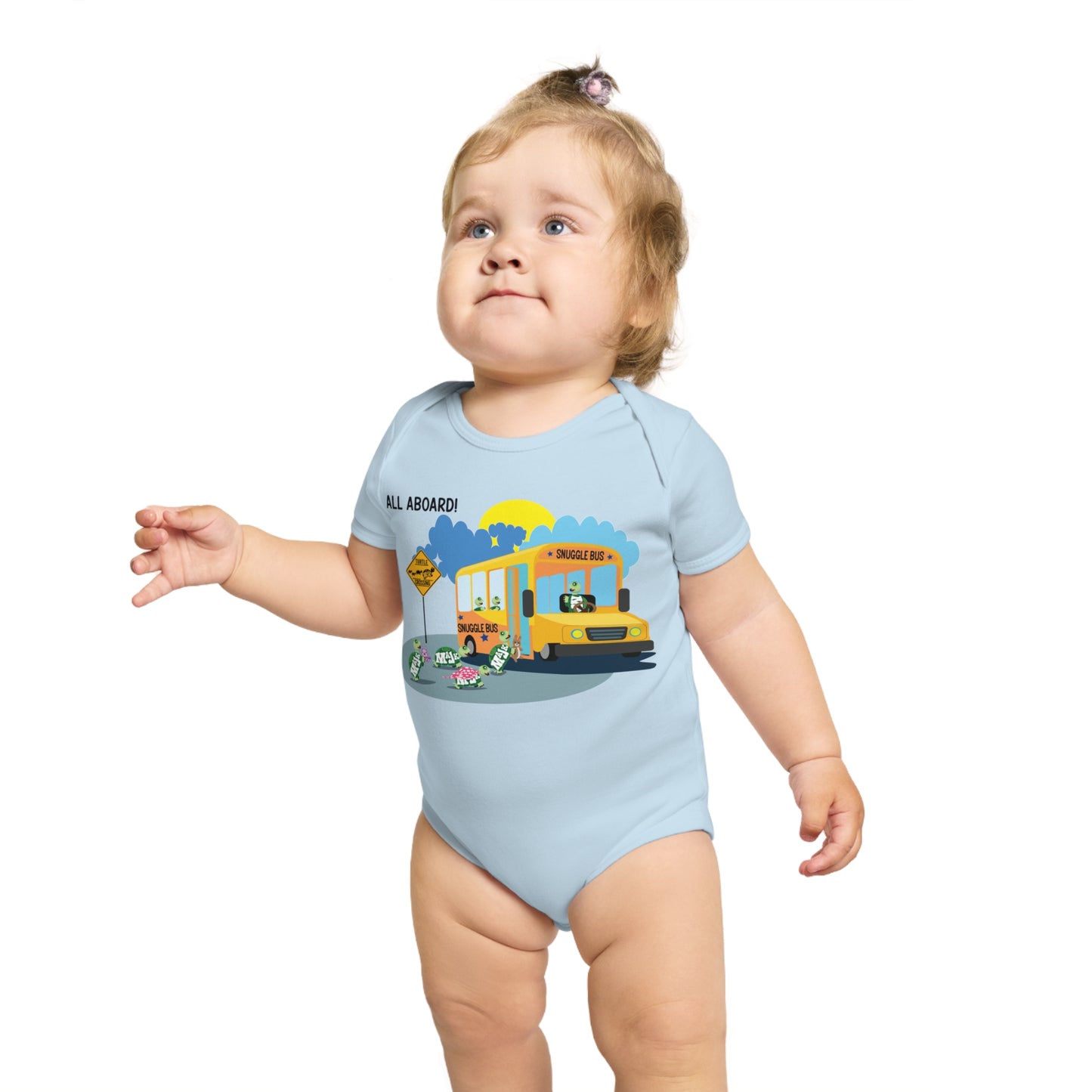 Short Sleeve Baby Bodysuit "Snuggle Bus" Collection (100% Cotton)