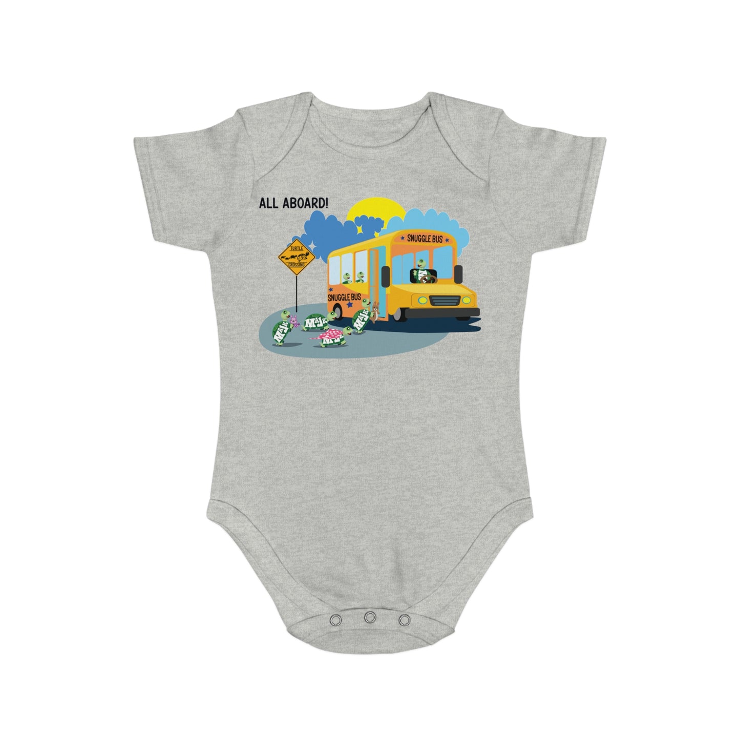 Short Sleeve Baby Bodysuit "Snuggle Bus" Collection (100% Cotton)