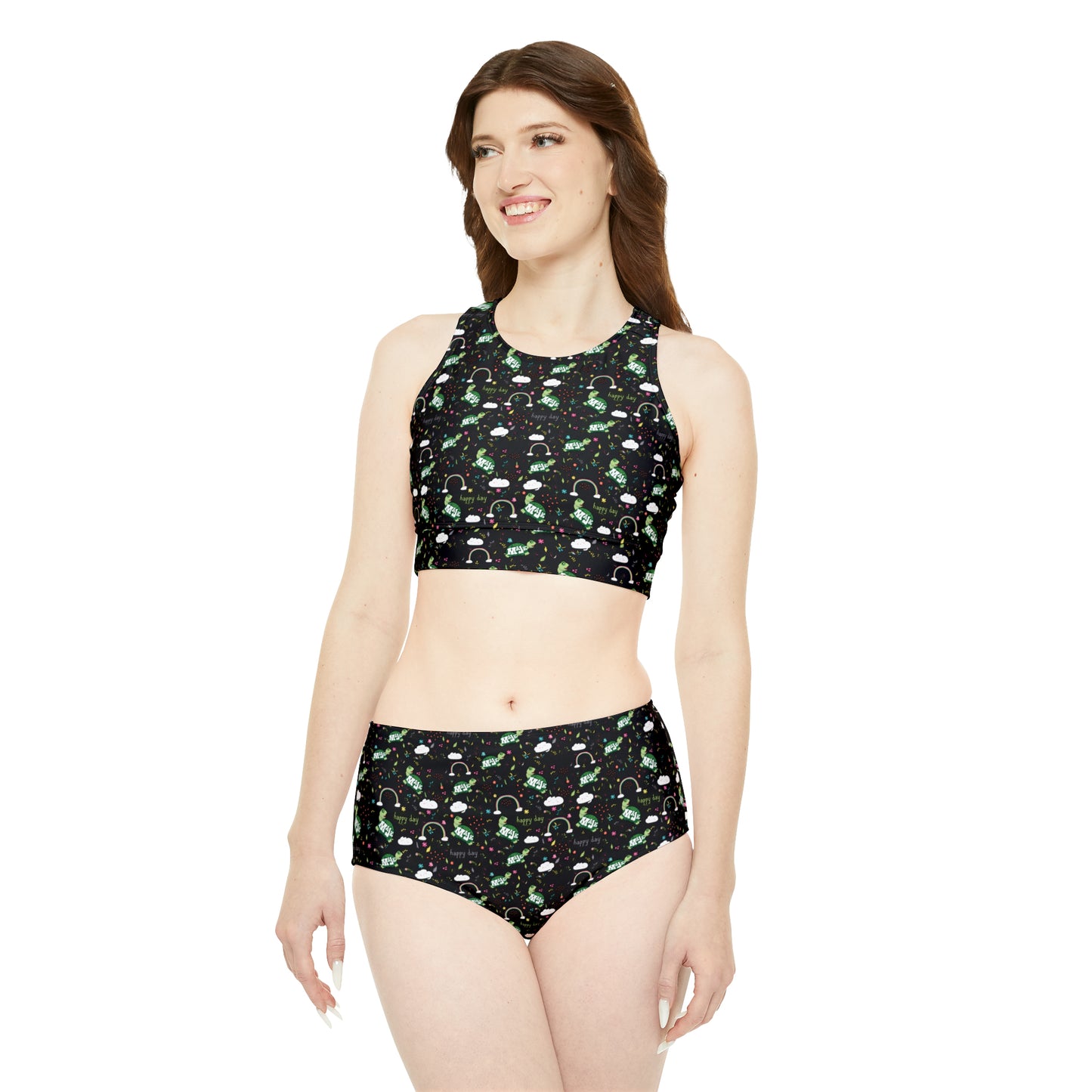 Youth/ Women's Sporty 2 piece Bikini swim suit "Happy Days"