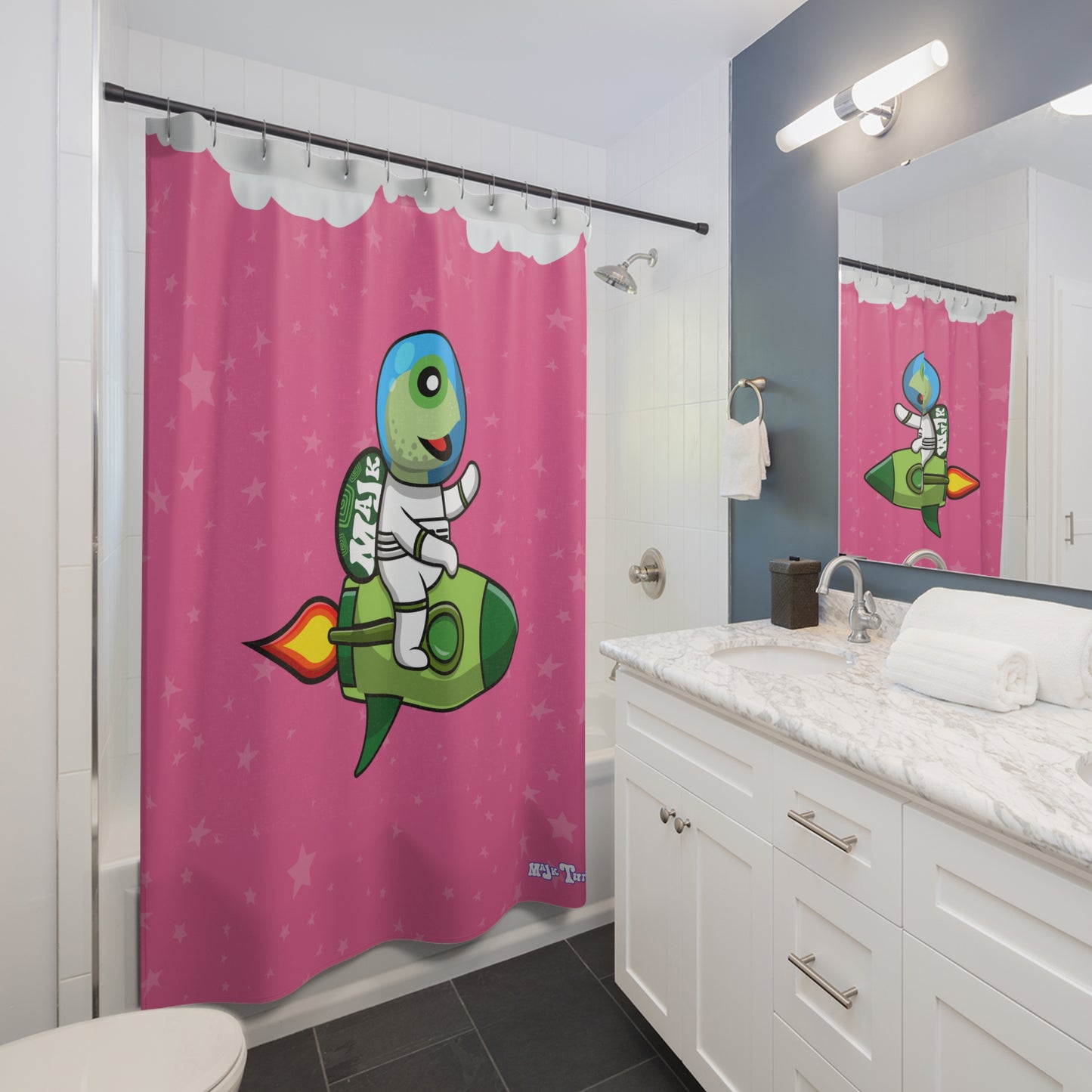 Shower Curtains, "Turtle's can be astronauts too"-