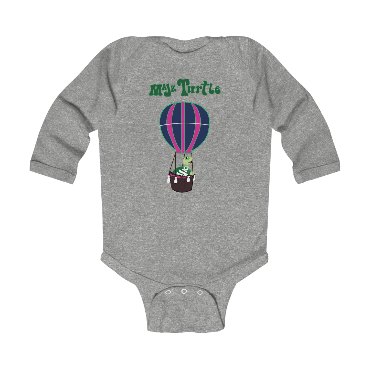 Infant Long Sleeve Bodysuit, Turtle's Fly Over the Rainbow Collection