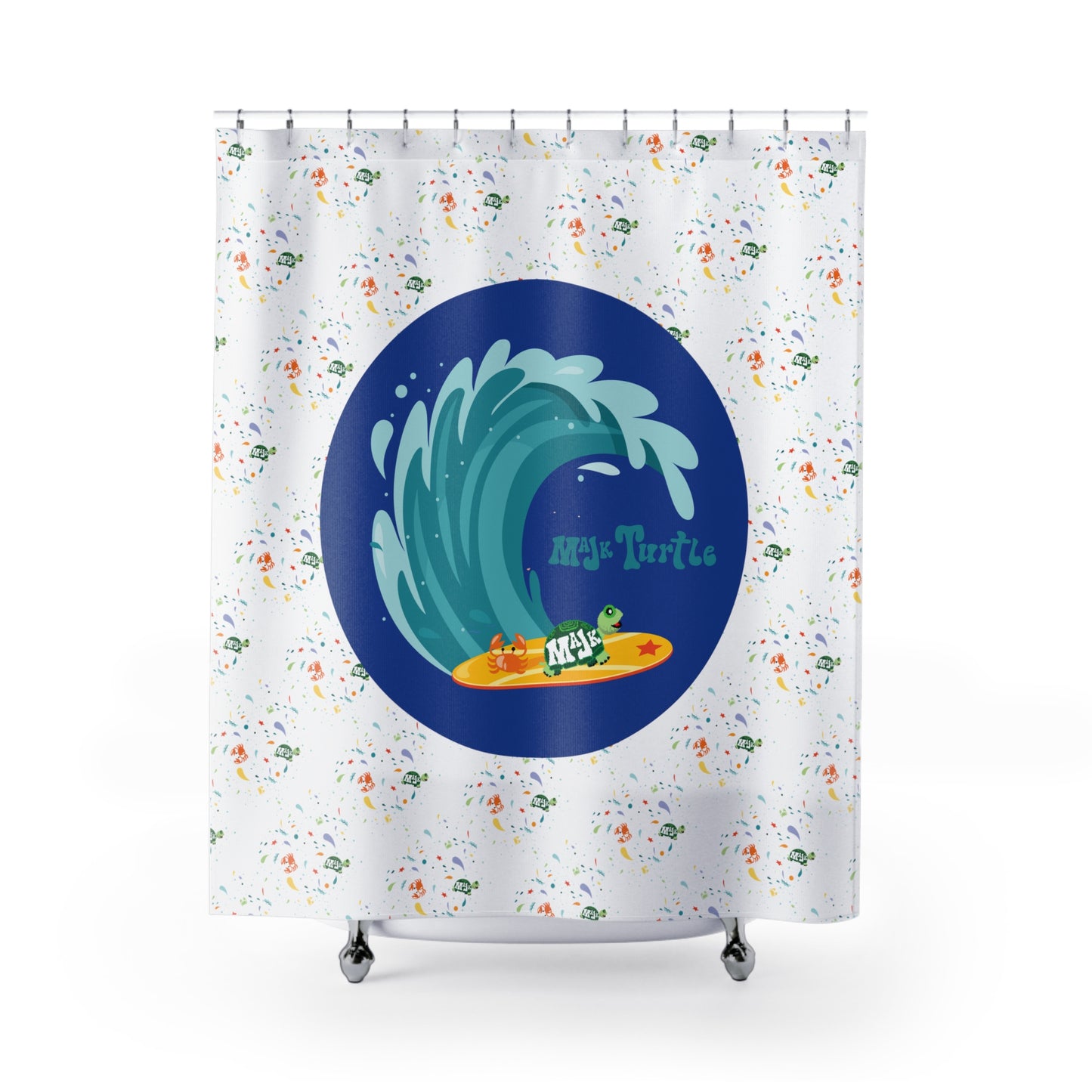 Shower Curtain, "Beach Day's Make Me Happy" (White)