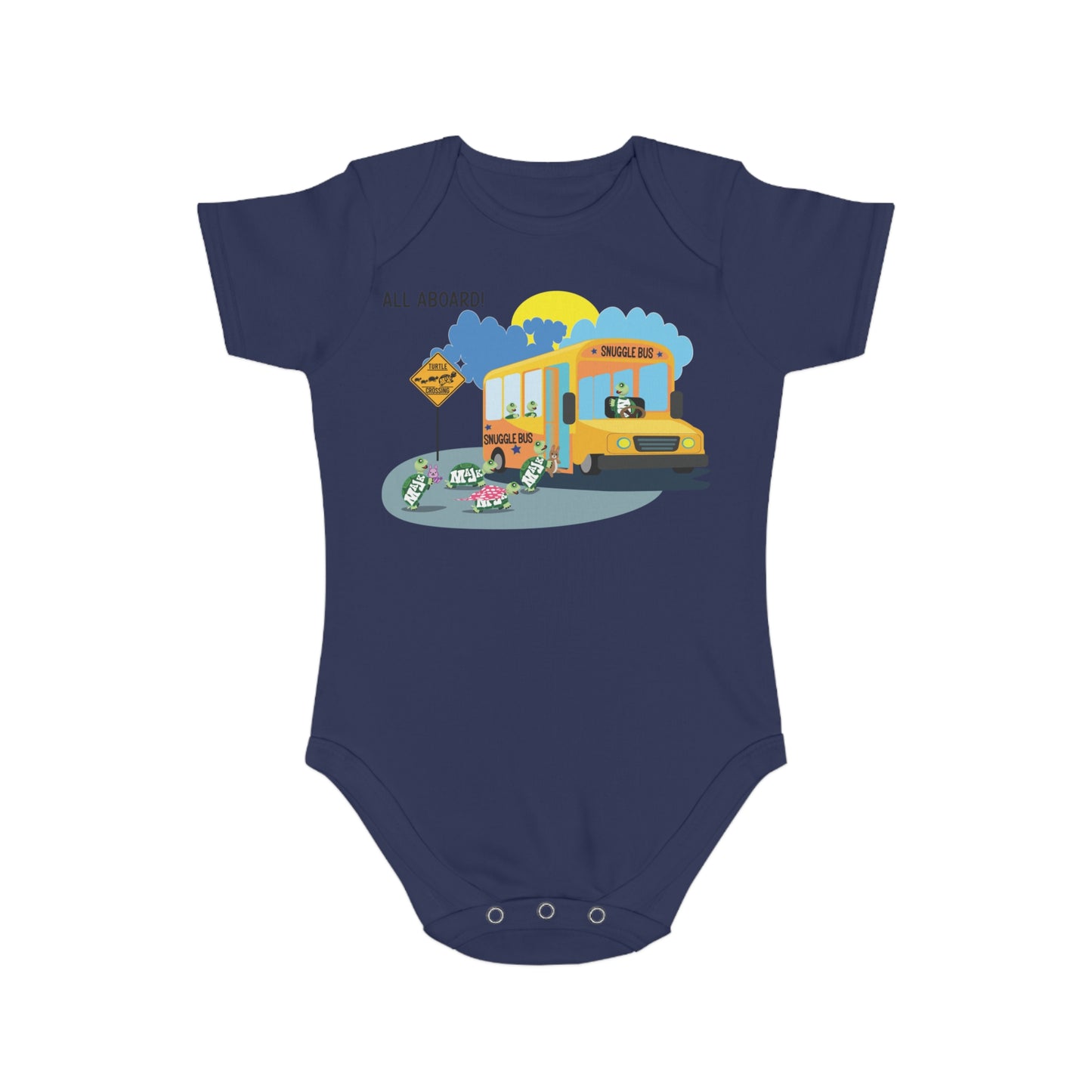 Short Sleeve Baby Bodysuit "Snuggle Bus" Collection (100% Cotton)