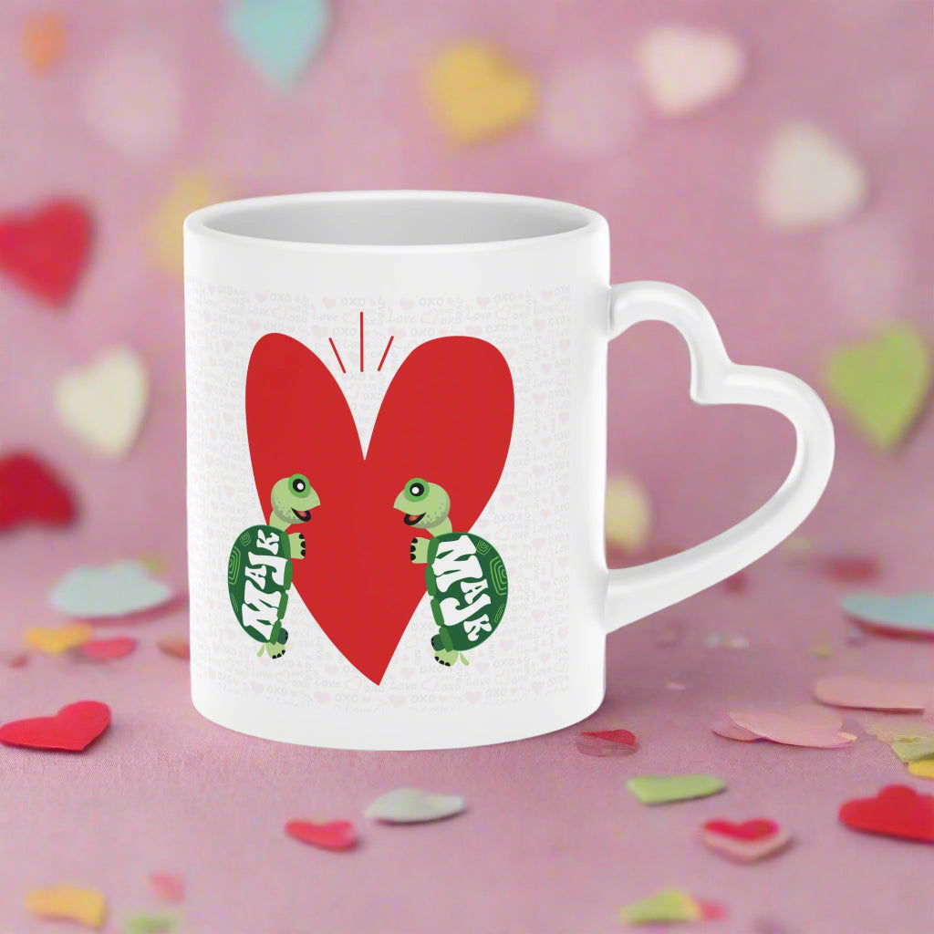 Heart-Shaped Mug "Turtally Love You" (white)