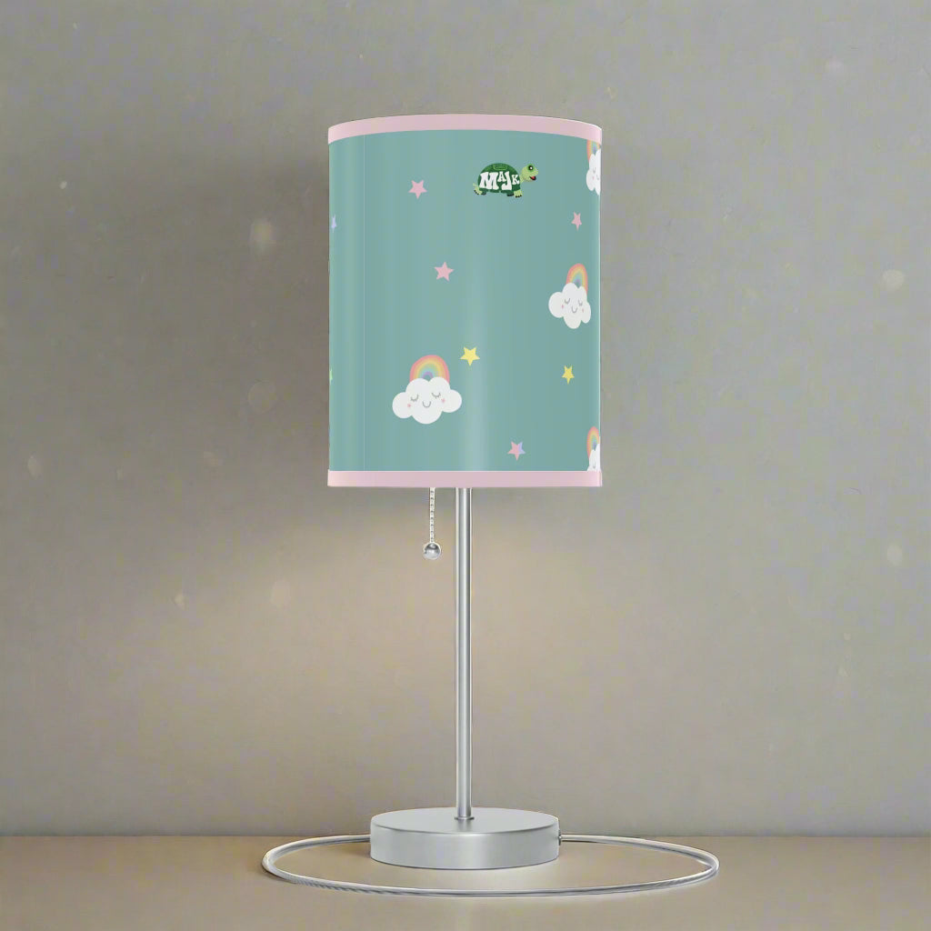 Lamp on a Stand, US/CA "Rainbows and Smiles" (Aqua)