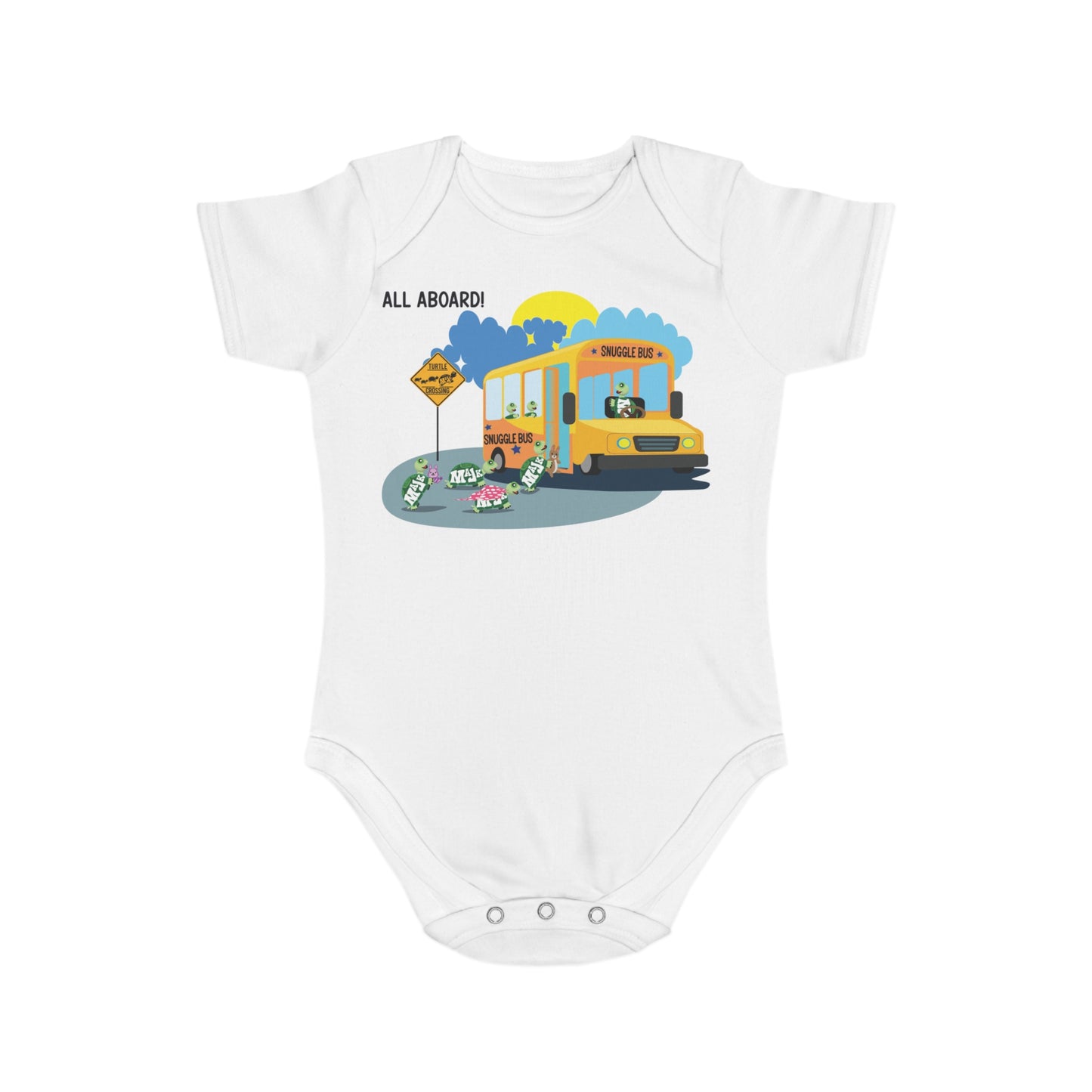Short Sleeve Baby Bodysuit "Snuggle Bus" Collection (100% Cotton)