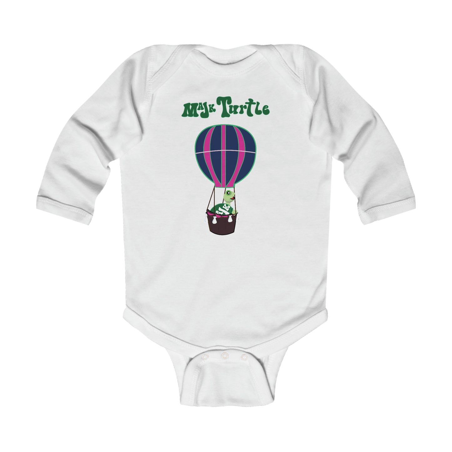 Infant Long Sleeve Bodysuit, Turtle's Fly Over the Rainbow Collection