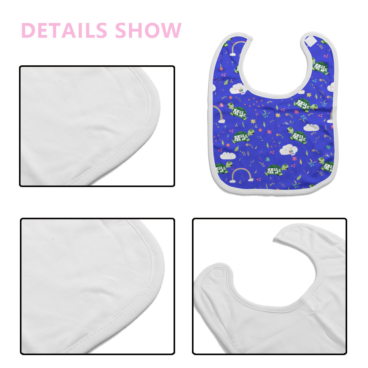 Cotton Baby Bib/ Drooling Towel "Happy Days Pattern (Purple)
