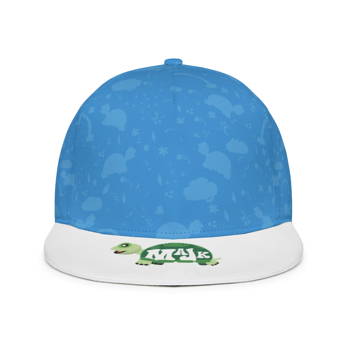 Full width flat visor brim hat "Happy Day MaJk Logo"