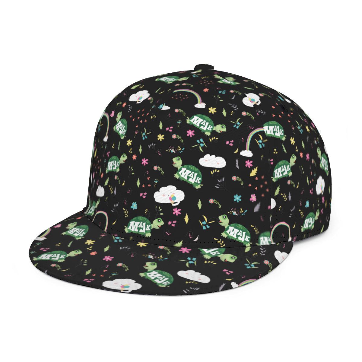 Full width flat visor brim hat "Happy Nights"