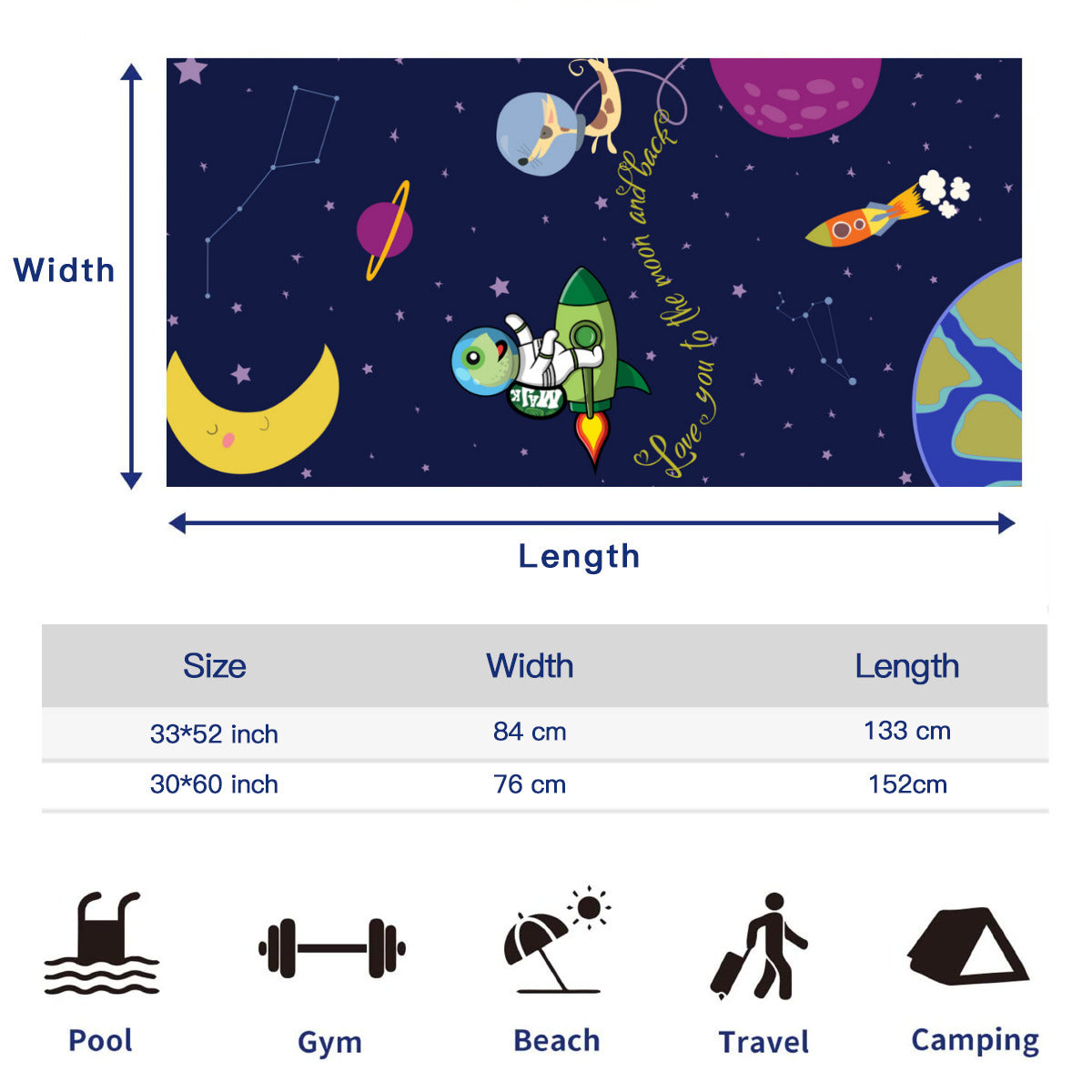 Beach Towel "Love You to the Moon and Back"