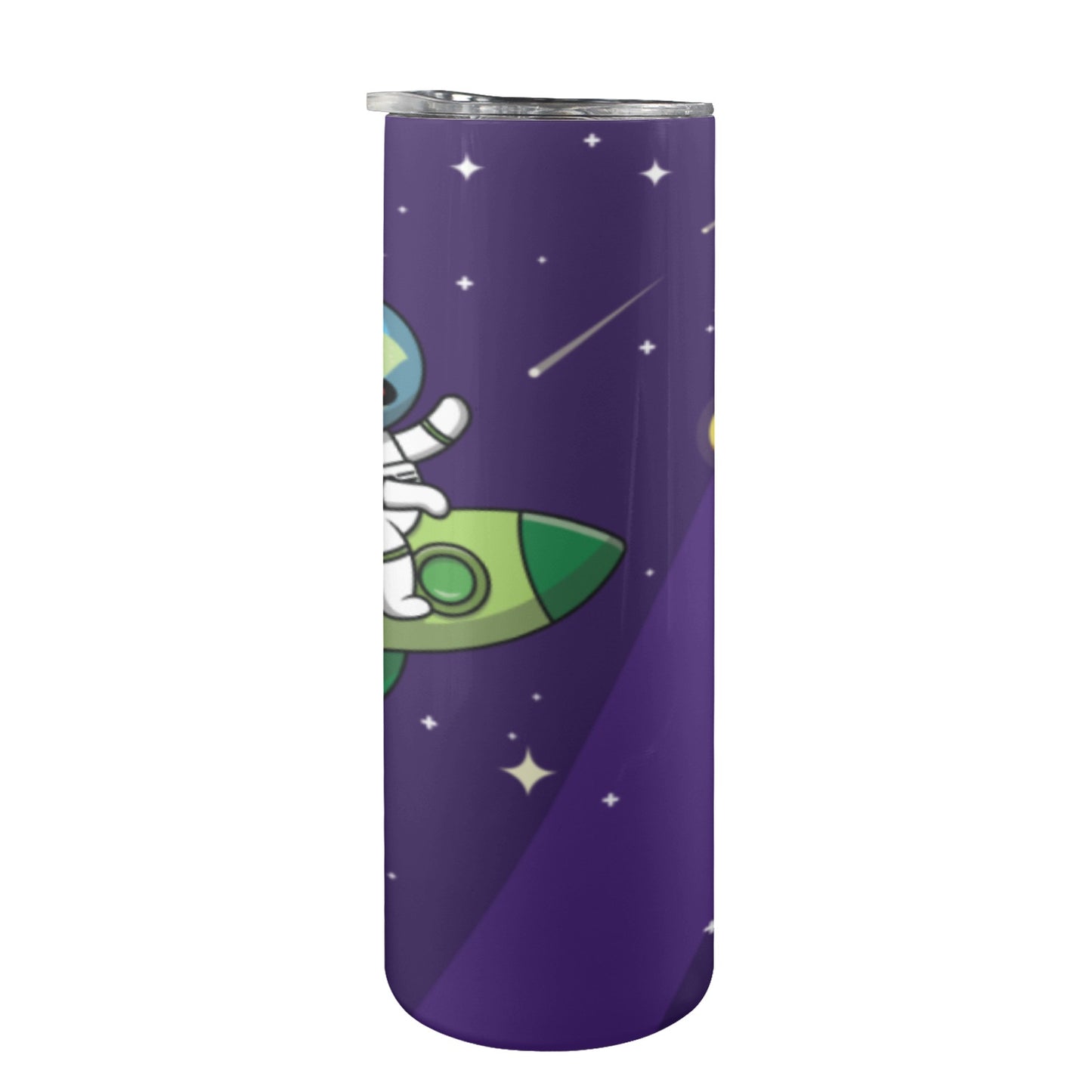 Tall Skinny Tumbler with Lid and Straw "Blast Off" 20 oz