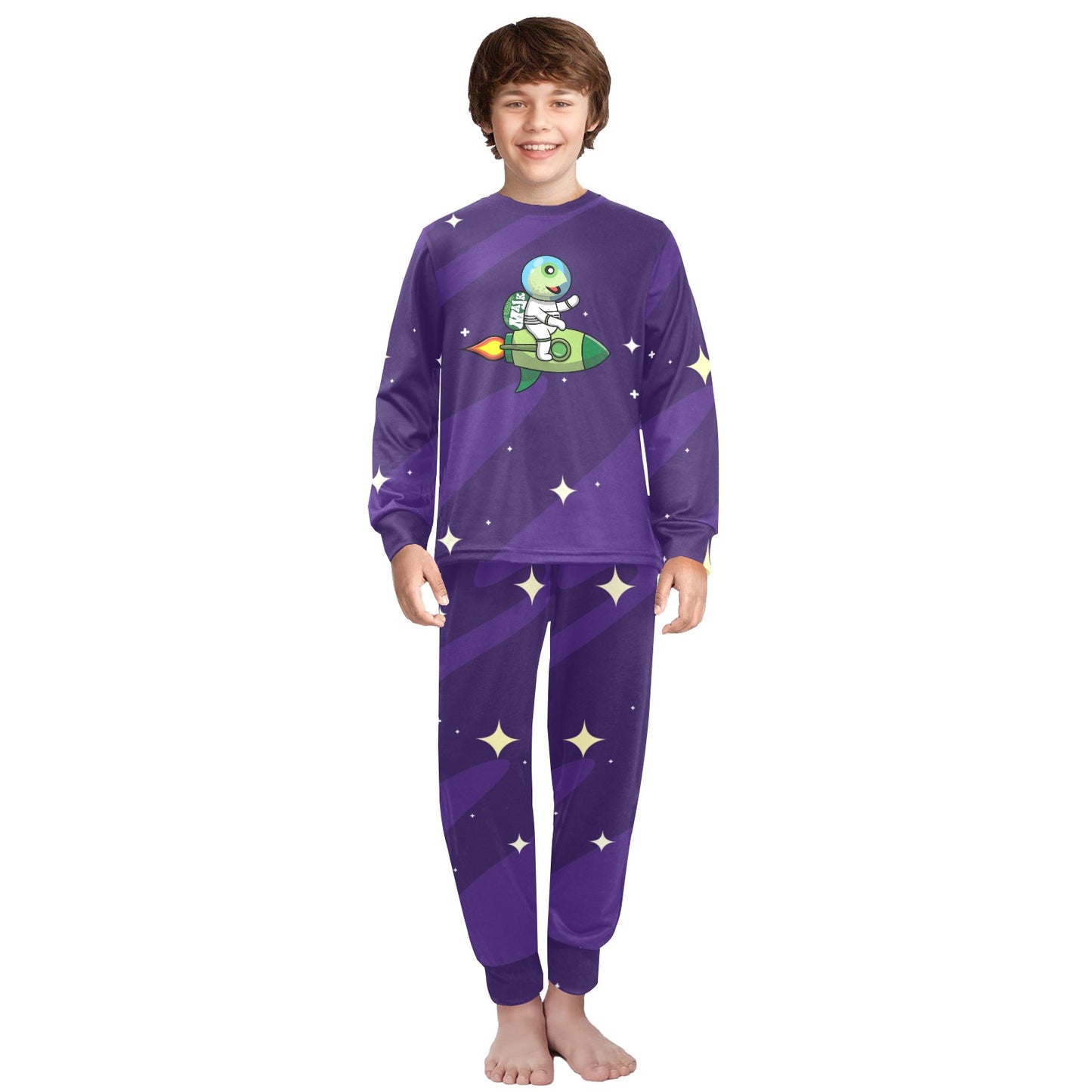 Big Boys' Crew Neck Long Pajama Set " Galactic Explorer"