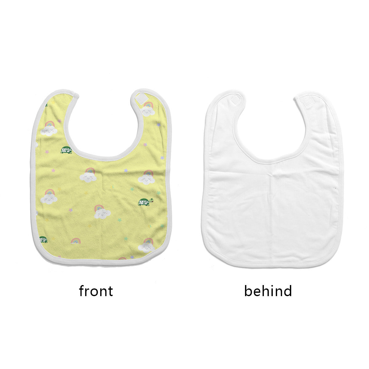 Cotton baby bib/ drooling Towel "Rainbow's & Smiles" (yellow)