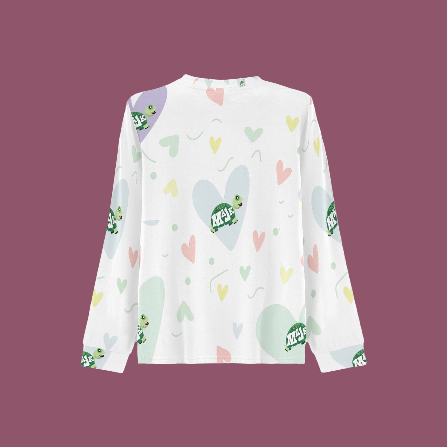 Girl's All Over Print Pajama Top "Turtally Loved"