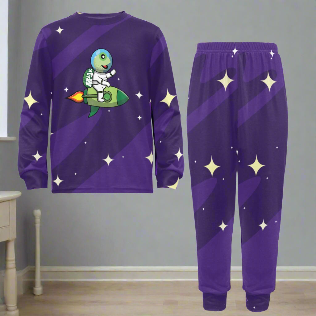 Big Boys' Crew Neck Long Pajama Set " Galactic Explorer"