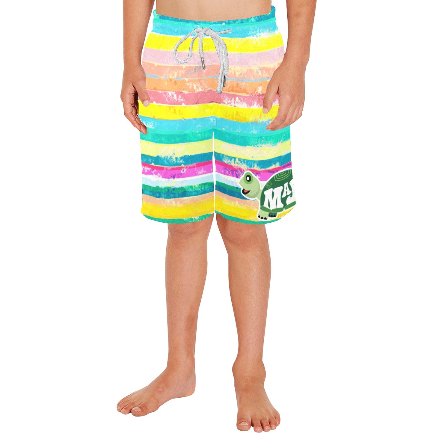 All Over Print Boys Beach Shorts "Watercolor stripes"
