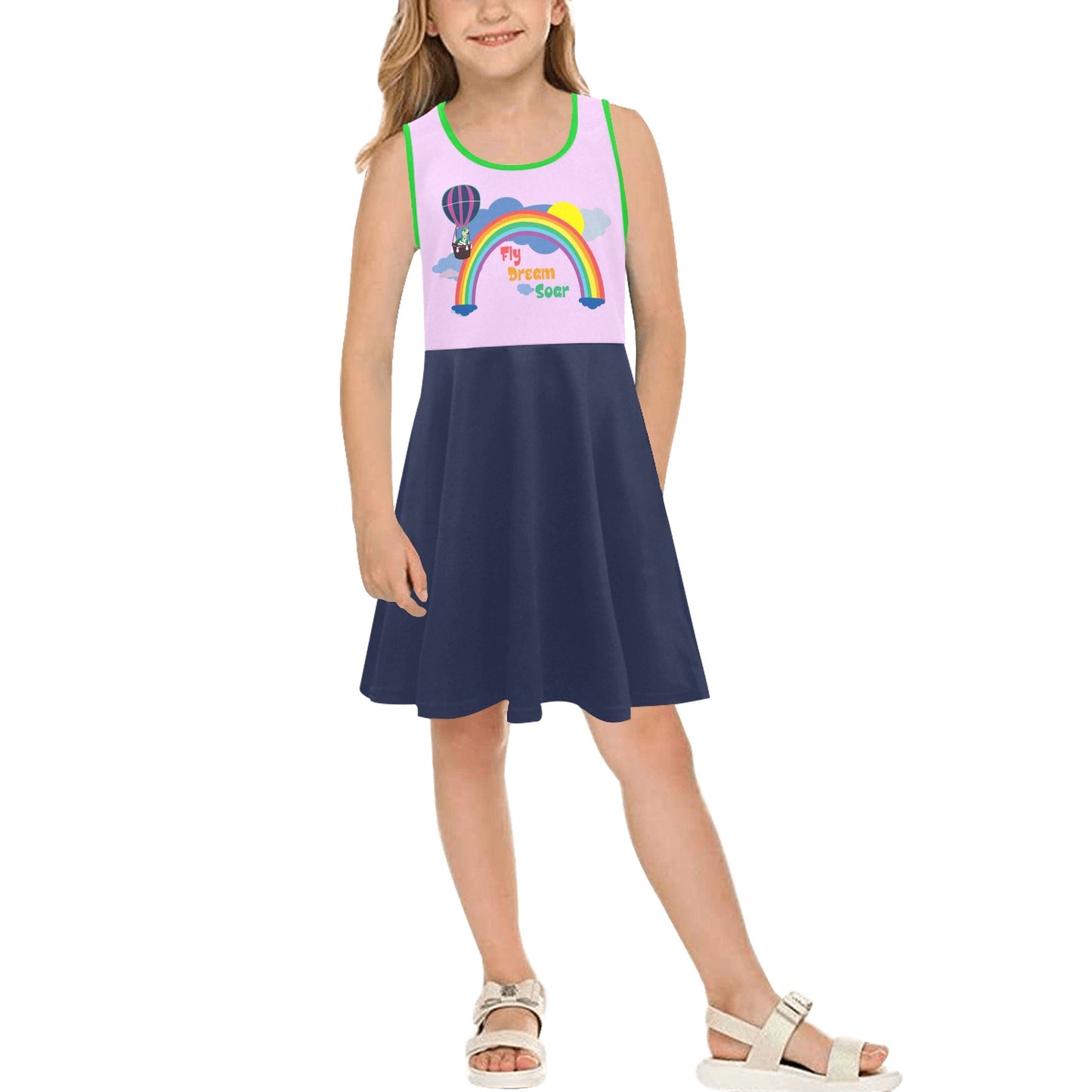 Girl's Sleeveless Sundress " Fly, Dream, Soar"