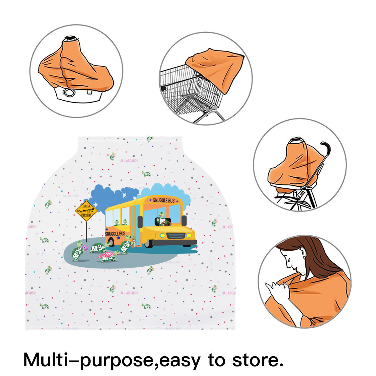 Versatile Nursing Cover- Milk Silk "Snuggle Bus"