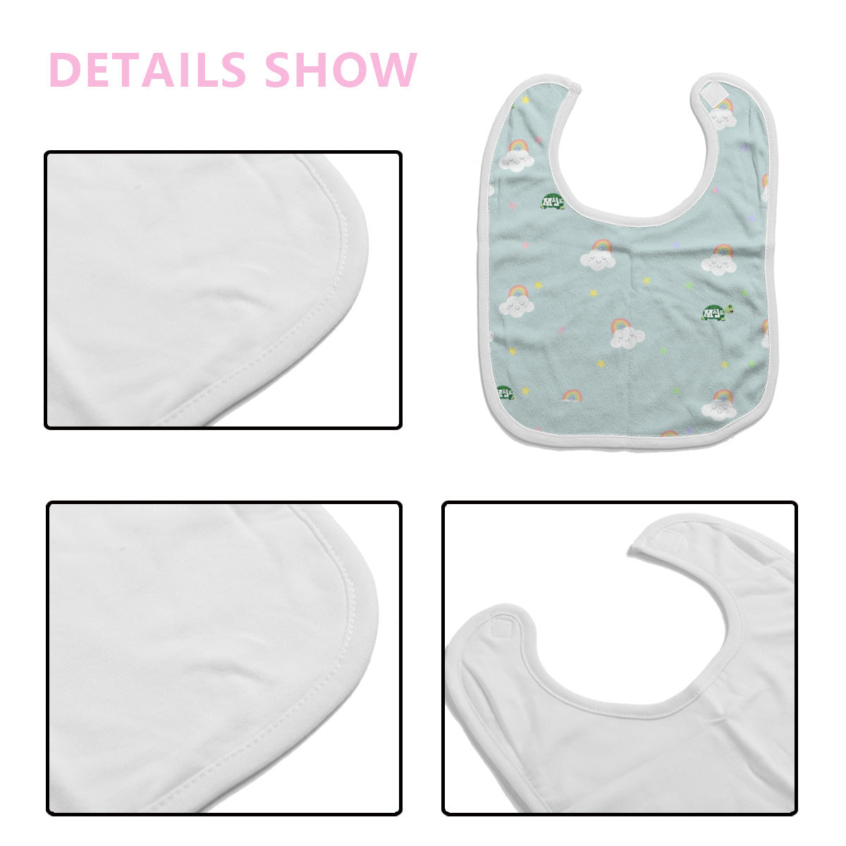 Cotton Baby Bib/Drooling towel "Rainbow's and Smiles" (Aqua)