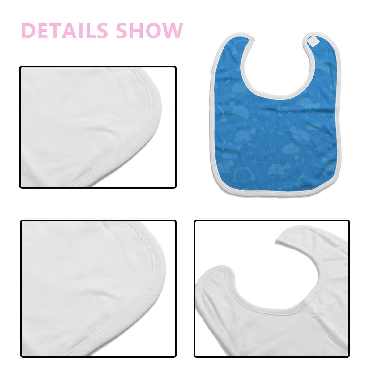 Cotton Baby Bib/ Drooling Towel "Happy Days subdue pattern" (Blue)