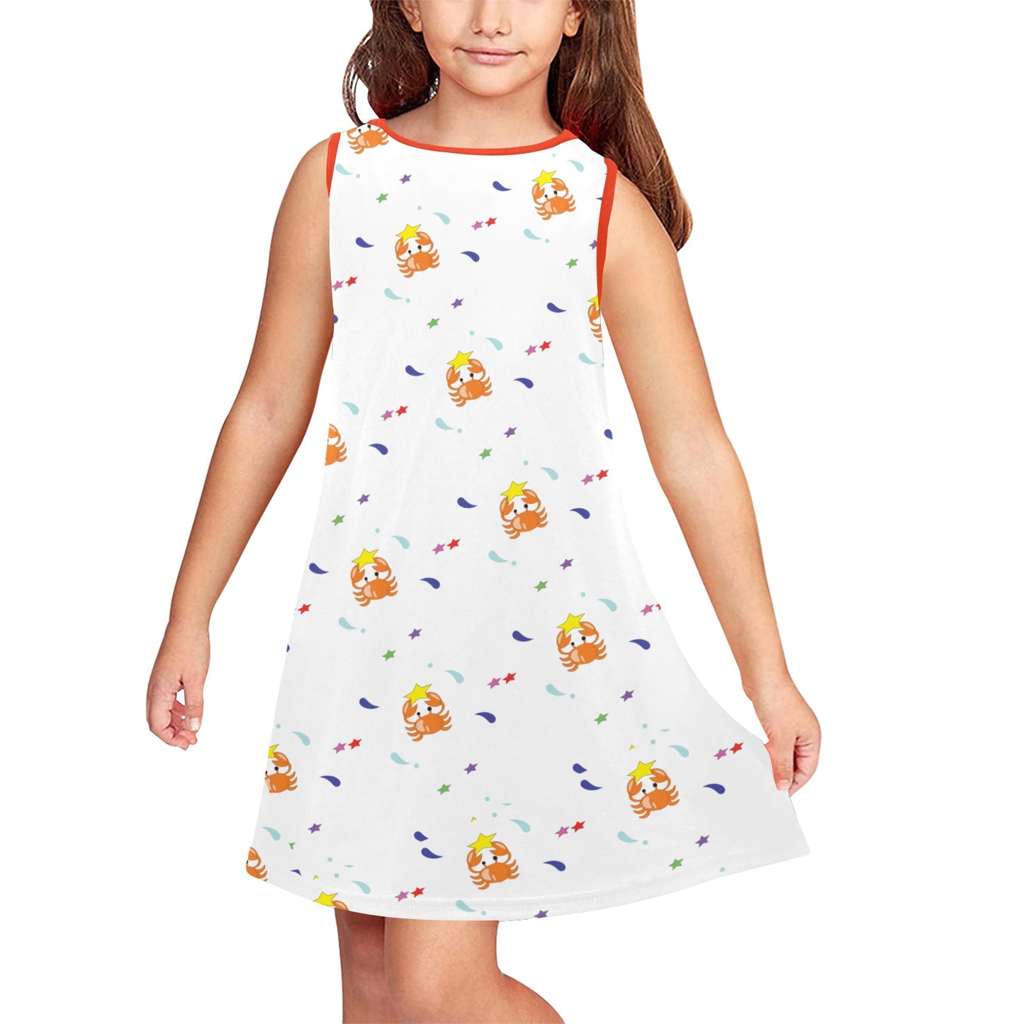 Girl's Sleeveless Dress- "Fun by the sea"