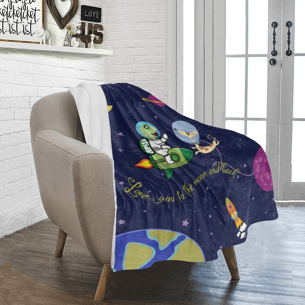 Ultra-Soft Micro Fleece Blanket "Love you to the moon and back" (Size: 30"(W) x 40"(L))