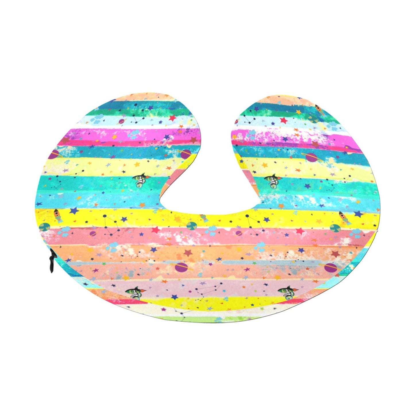 U-Shaped Travel Neck Pillow "Pastels striped Water color"