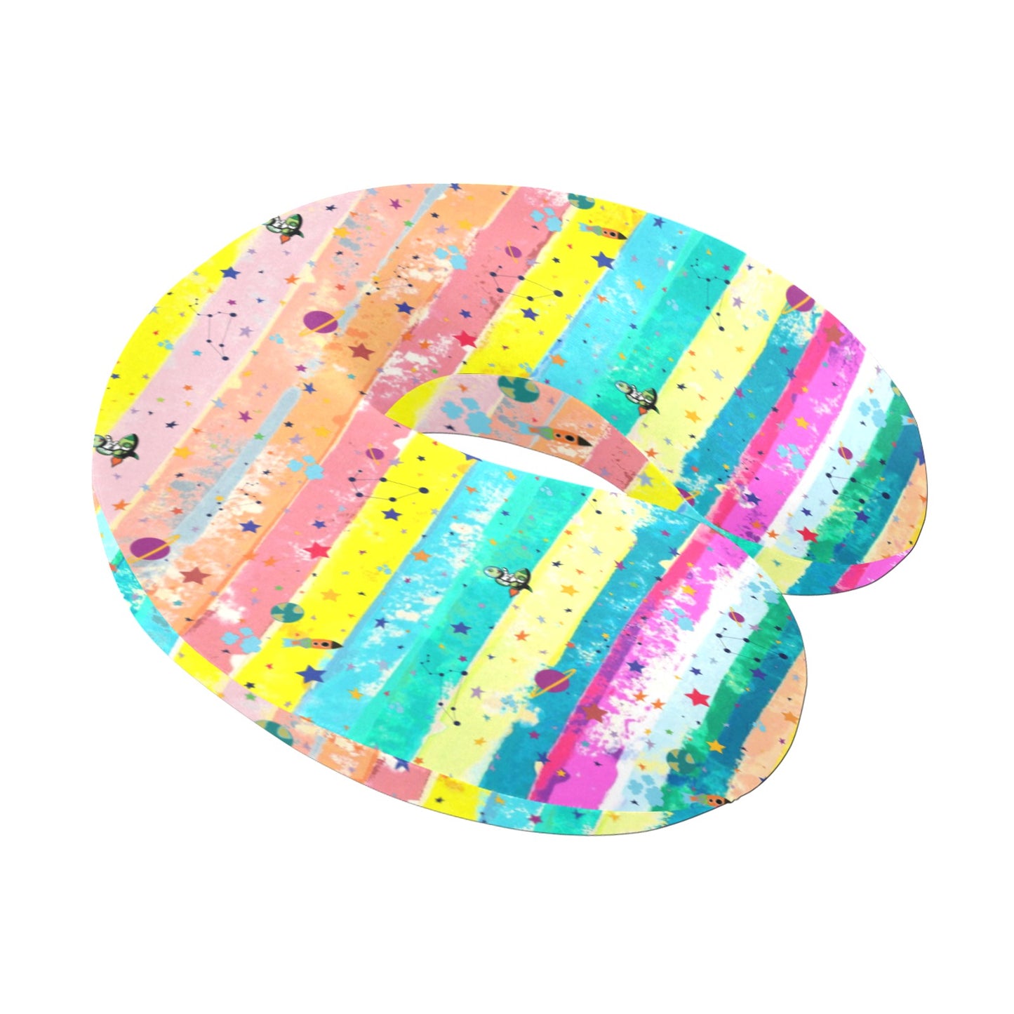 U-Shaped Travel Neck Pillow "Pastels striped Water color"