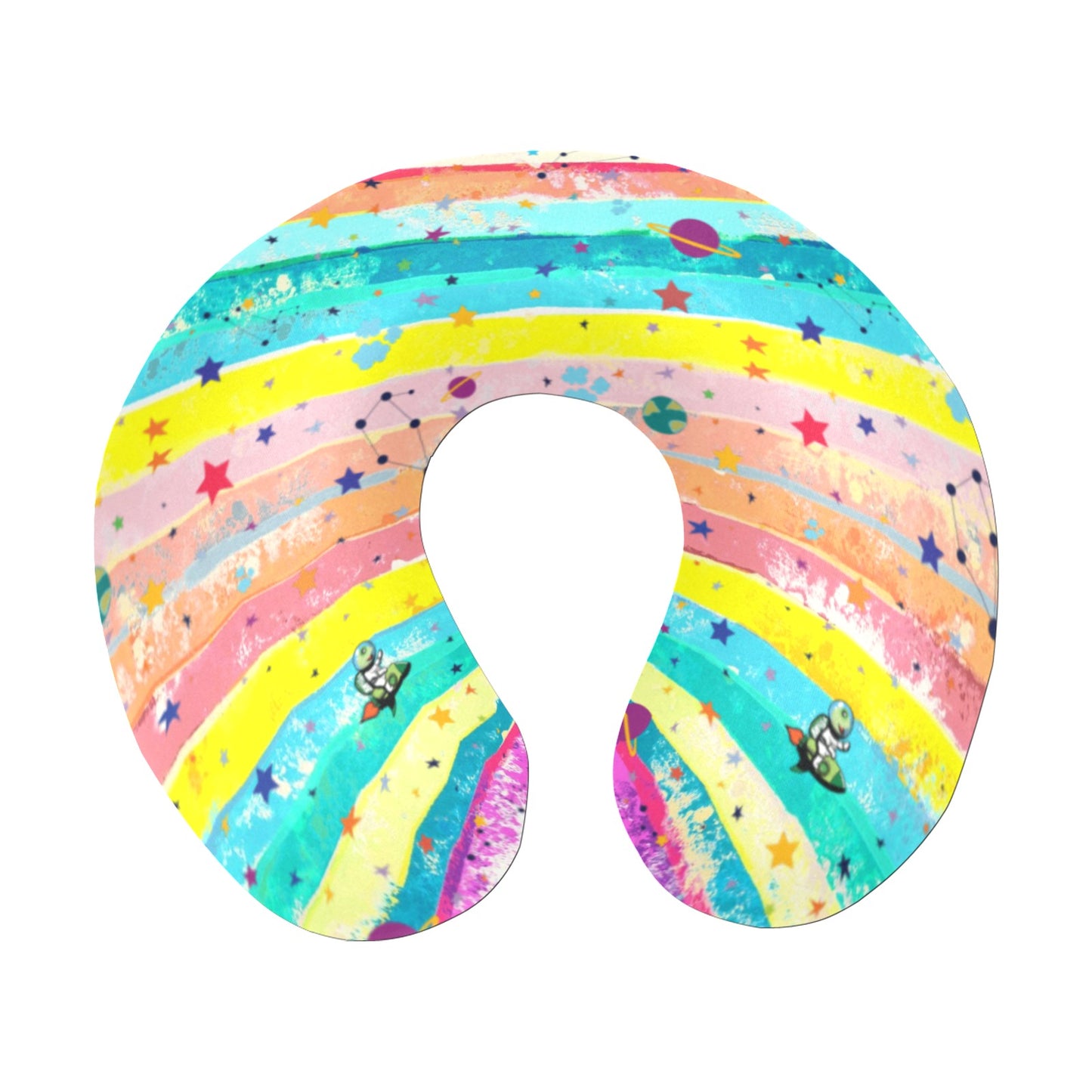 U-Shaped Travel Neck Pillow "Pastels striped Water color"