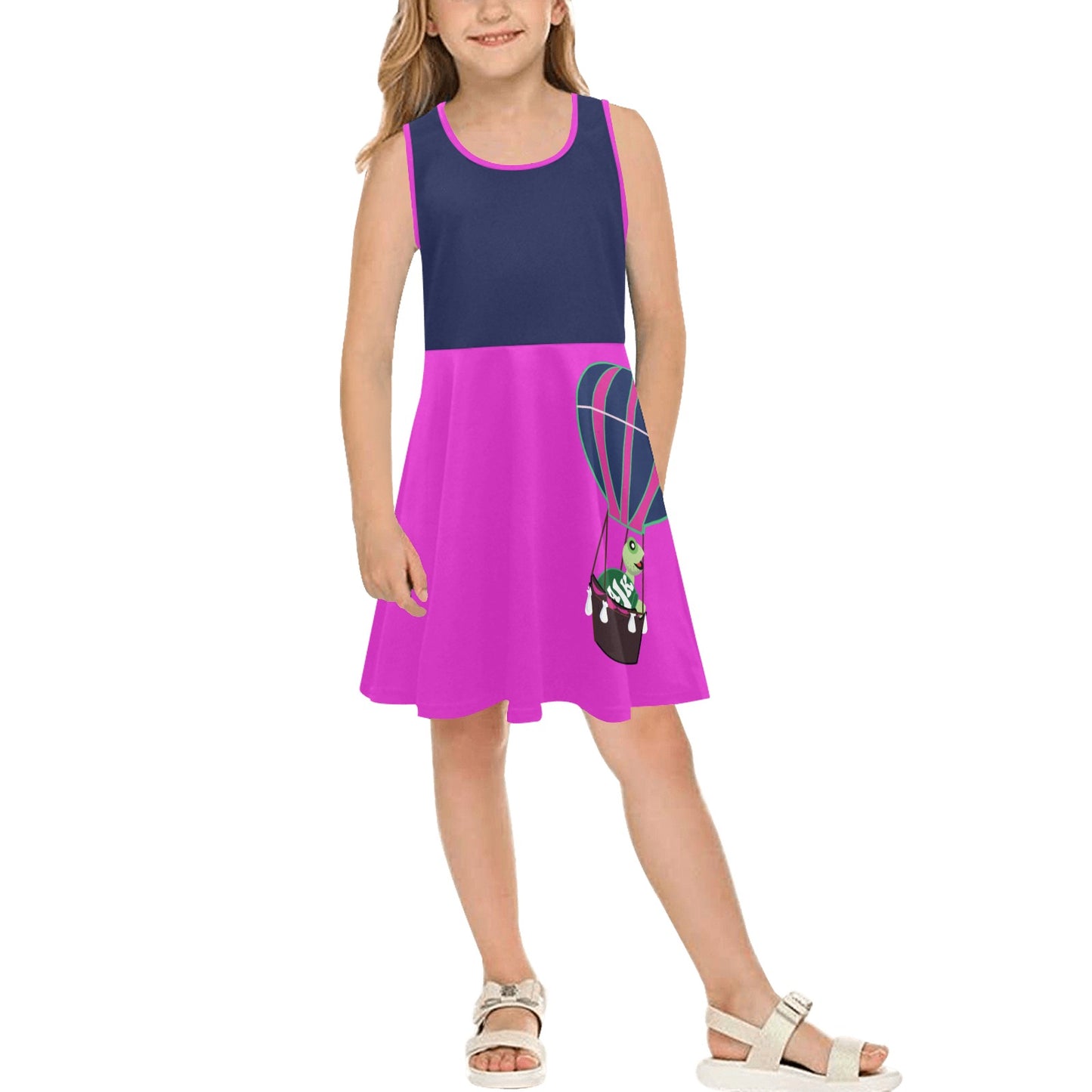 Girl's Sleeveless Sundress "Fly, Dream, Soar Accent Dress"