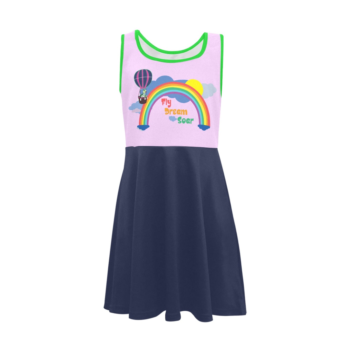 Girl's Sleeveless Sundress " Fly, Dream, Soar"