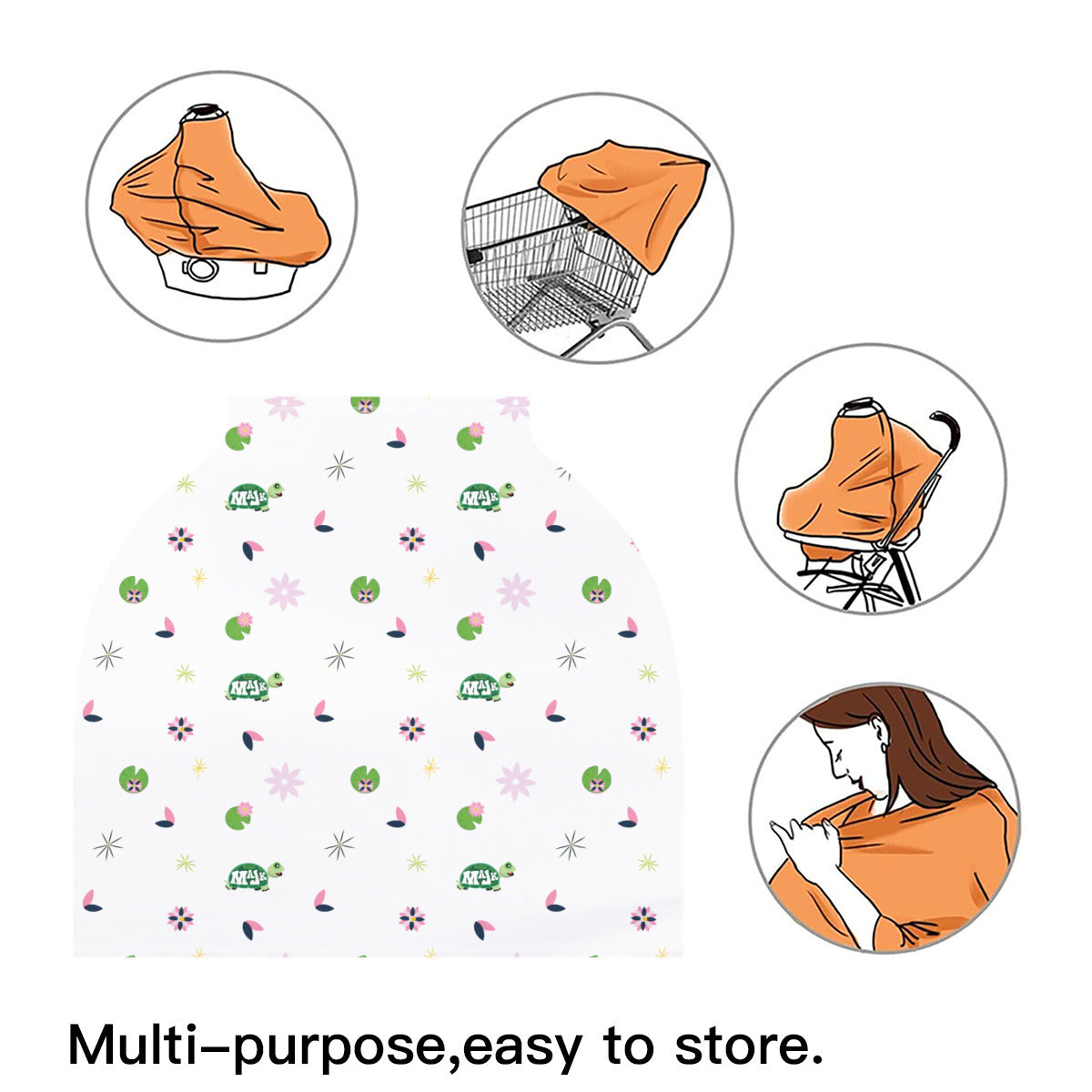 Versatile Nursing Cover "MaJK Turtles and Lily Pads"