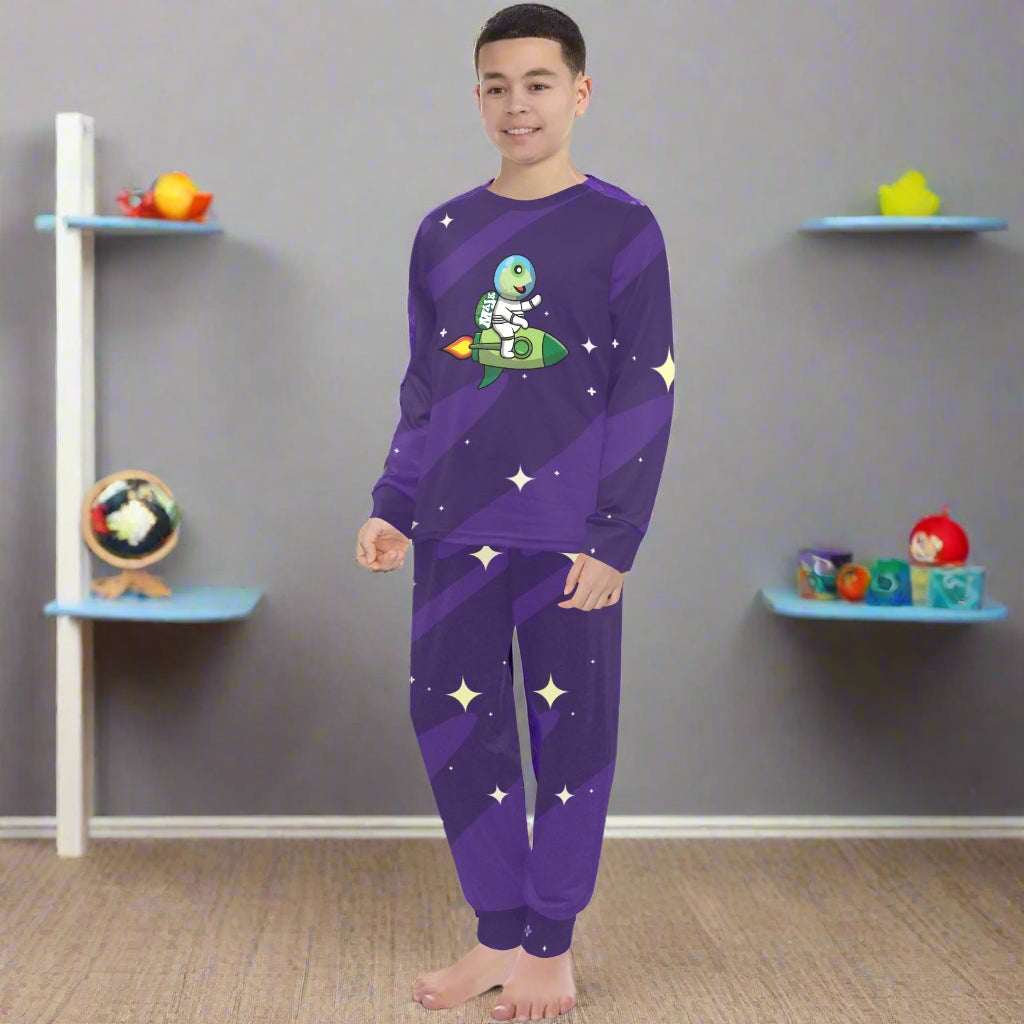 Big Boys' Crew Neck Long Pajama Set " Galactic Explorer"